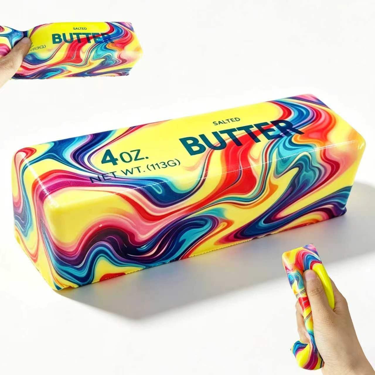 Giant Butter Squishy 2026 New 14oz TPR Butter and Cheese Squishy Soft Squeeze Stress Balls for Stress Relief Anxiety Sensory Gifts for Adults Anxiety Relief Party Favors (4oz 1pcs)