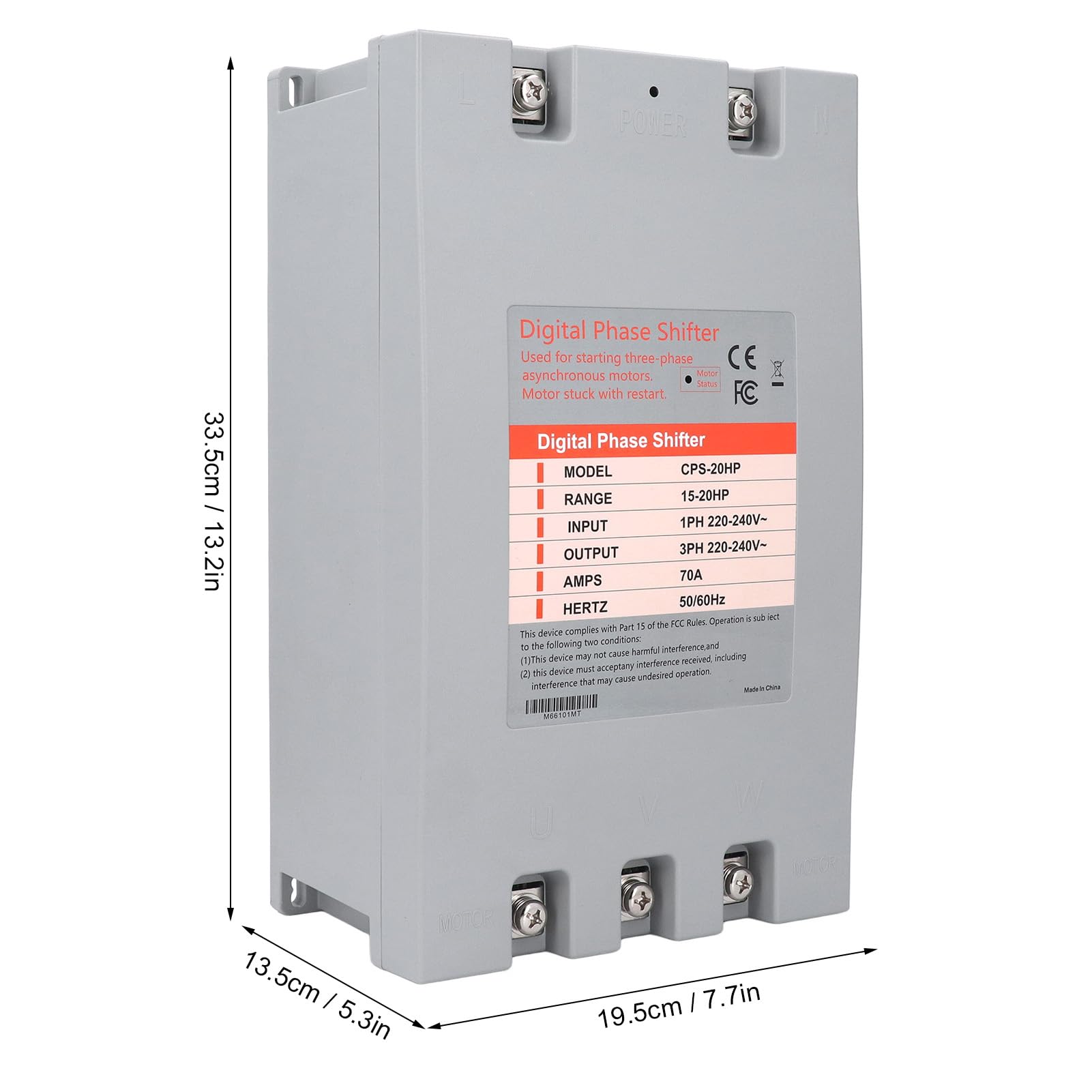 Garosa Convertitore Monofase-trifase, Sfasatore Digitale per Motori CA 11-15KW 70A, Inverter Industriale Compatto per Macchine per la Lavorazione del Legno Ascensori per Auto Motori Idraulici
