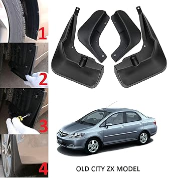 Cartek Mud Flap / Mud Guard (O.E.M Type) for Honda City ZX (Set of 4 Pcs.) (Black)