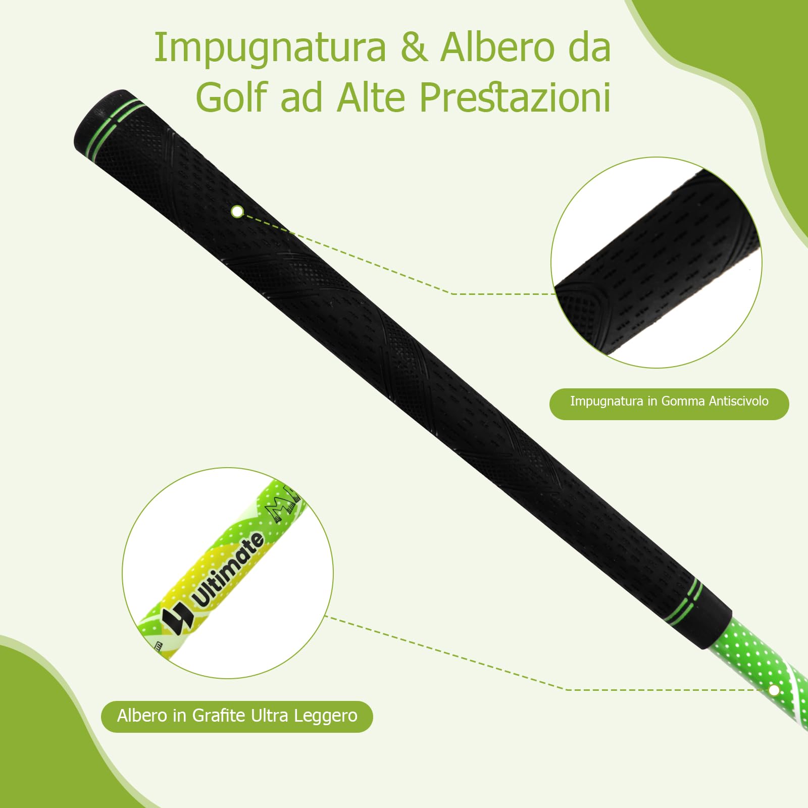 GYMAX Set di Mazze da Golf per 11-13 Anni, Set Completo da Golf Junior con Driver #1 da, Ibrido #5, Ferri #7#9#S e Putter, Grande Borsa da Golf Autoportante