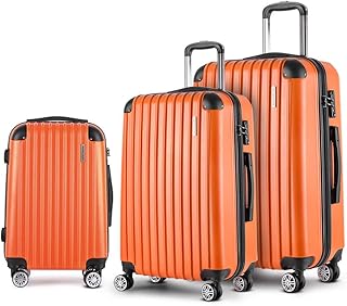 Wanderlite 3-Piece Hardshell Luggage Set (20"/24"/28"), Orange ABS Suitcases with TSA Lock, 360° Spinner Wheels, Lightweig...