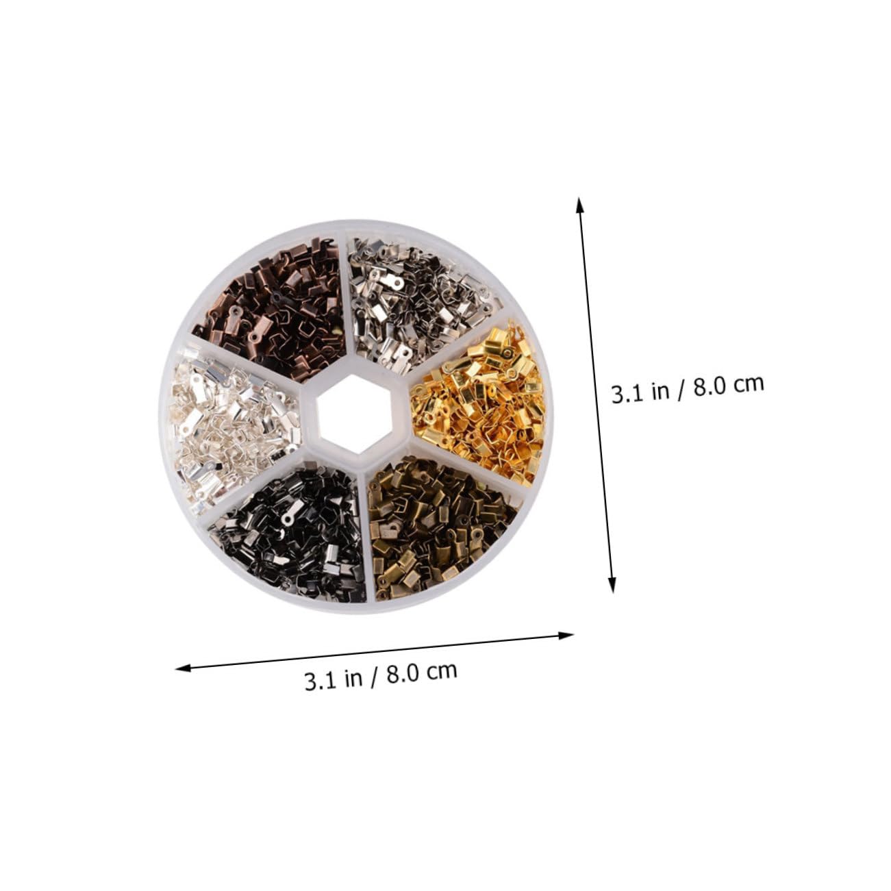 IWOWHERO 1Set Fold Over Iron Cord Ends Kit for Jewelry Making Crimp Cord Ends with Organizer Box for Bracelets Easy to Use Crimp Ends