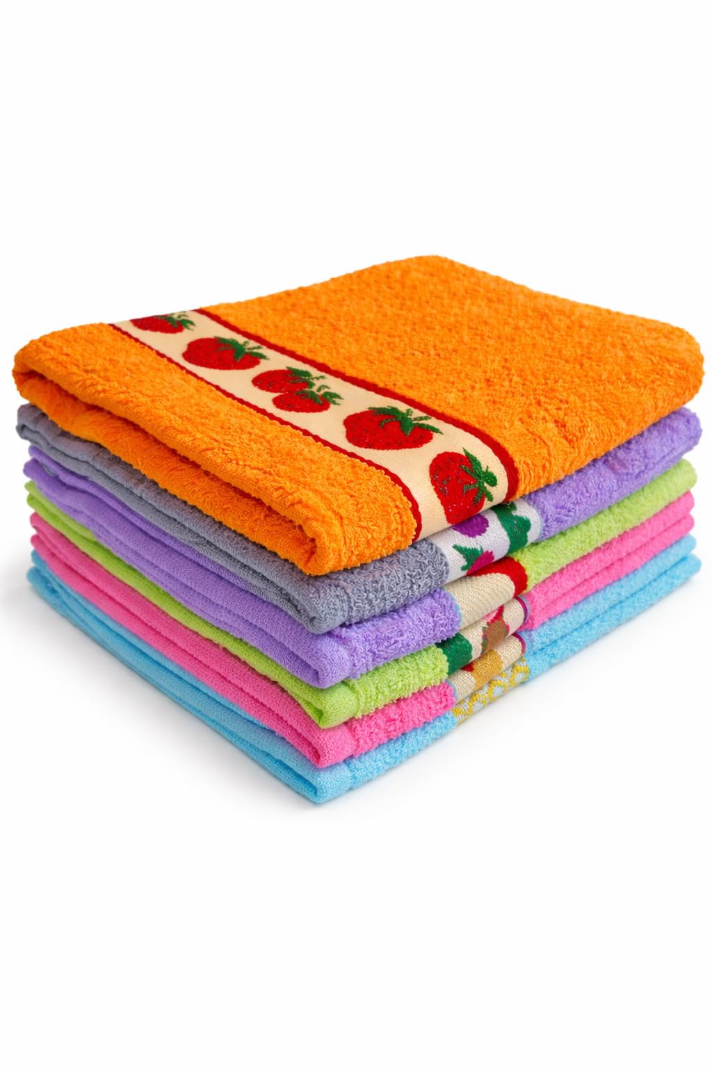 Generico Strofinacci da cucina ricamati 100% cotone – Set da 6 strofinacci multicolore 50 x 50 cm – Assorbenti, lavabili e riutilizzabili – Strofinacci decorativi per cucina