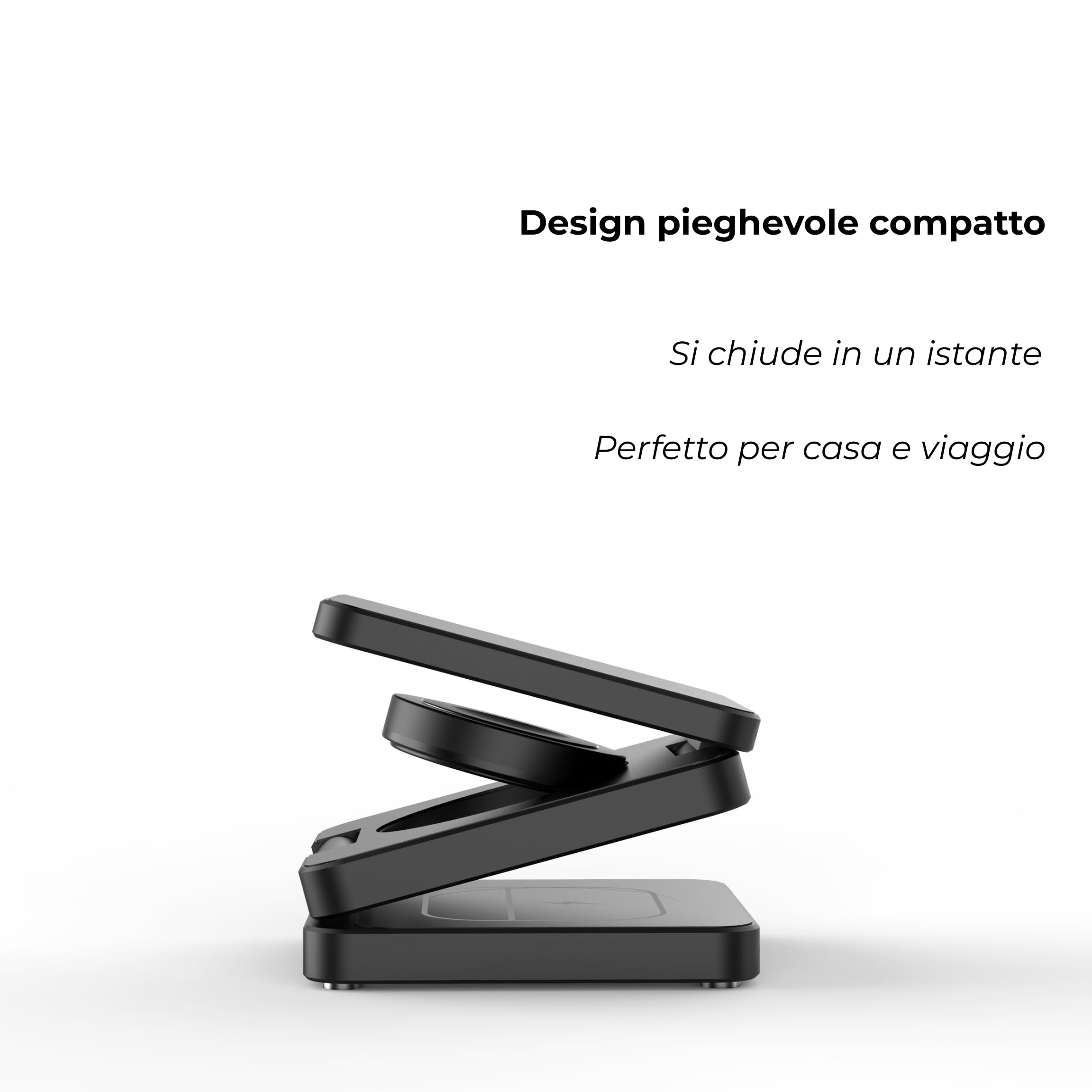 Caricatore Wireless 3-in-1 in Alluminio - Qi2 Certificato con Caricatore 20W, Cavo USB-C e Custodia – Compatibile MagSafe iPhone, Apple Watch, AirPods