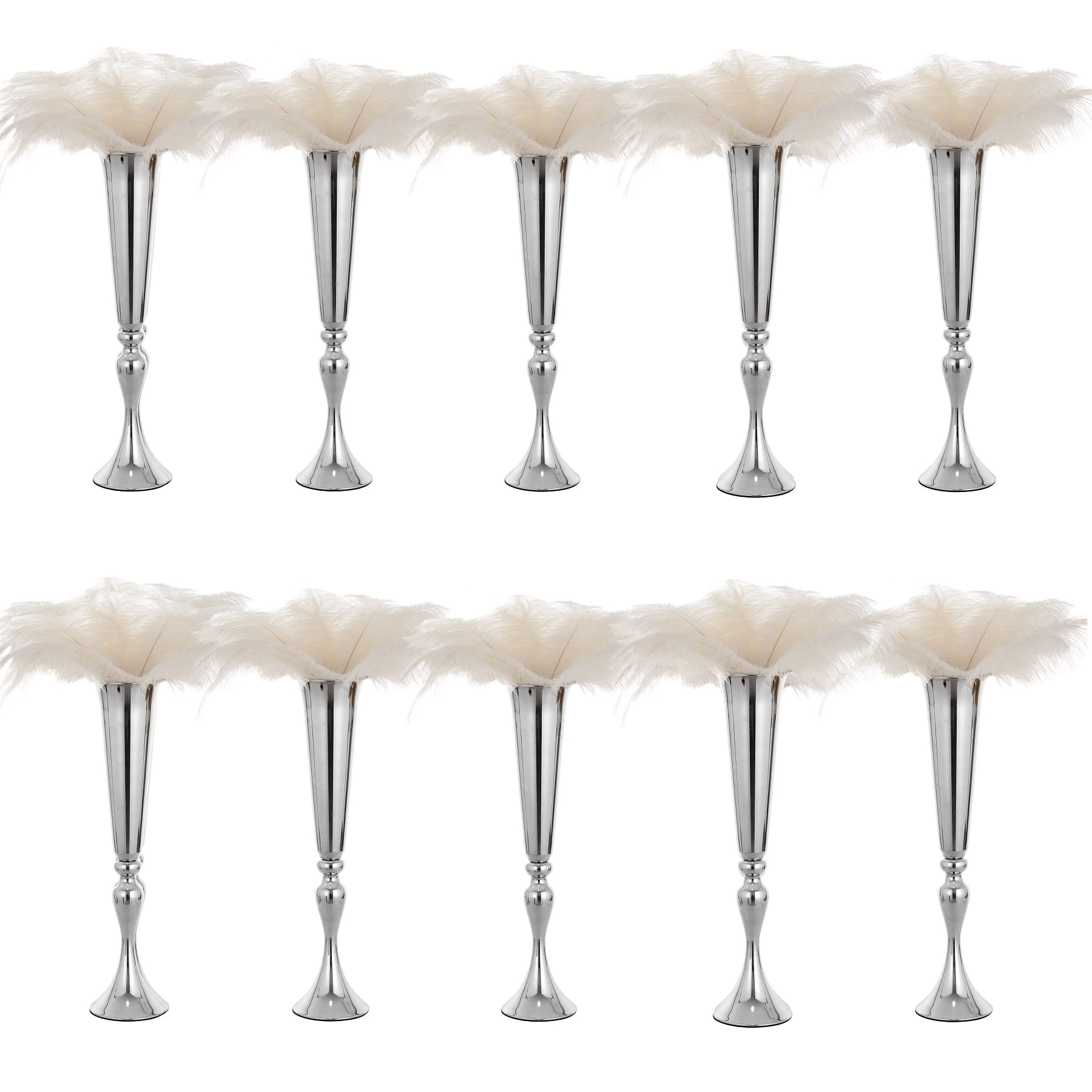 Vasi alti centrotavola per vasi da tavolo per matrimoni, 10 pezzi, altezza 55,6 cm, versatili, in metallo, supporto per fiori da tavolo, per feste, cene, anniversari, cerimonie, eventi (argento, 10