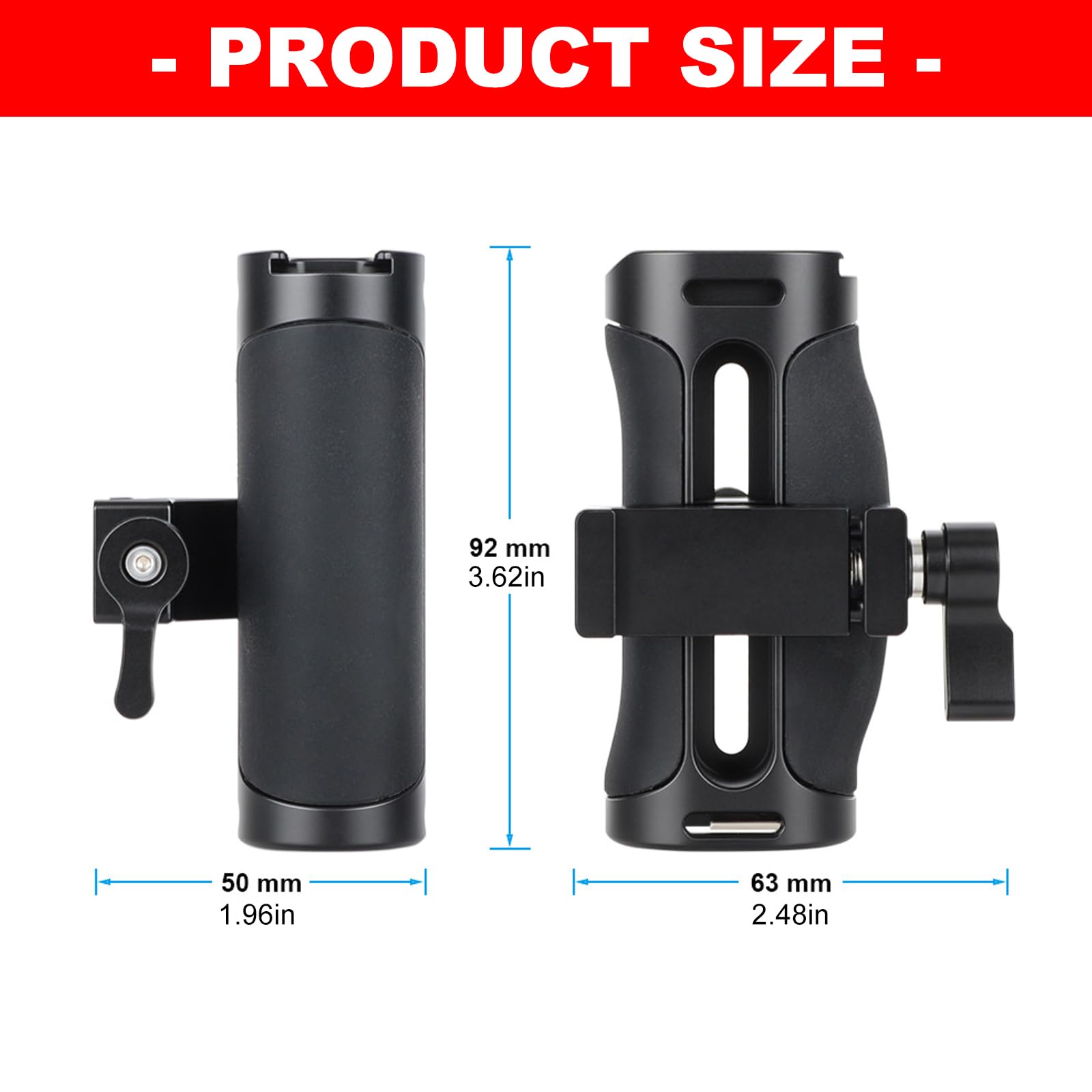 Impugnatura ergonomica laterale con attacco a vite da 1/4" per fotocamera DSLR Cage impedisce scivolamenti accessori di montaggio facili Gabbia per fotocamera maniglia laterale