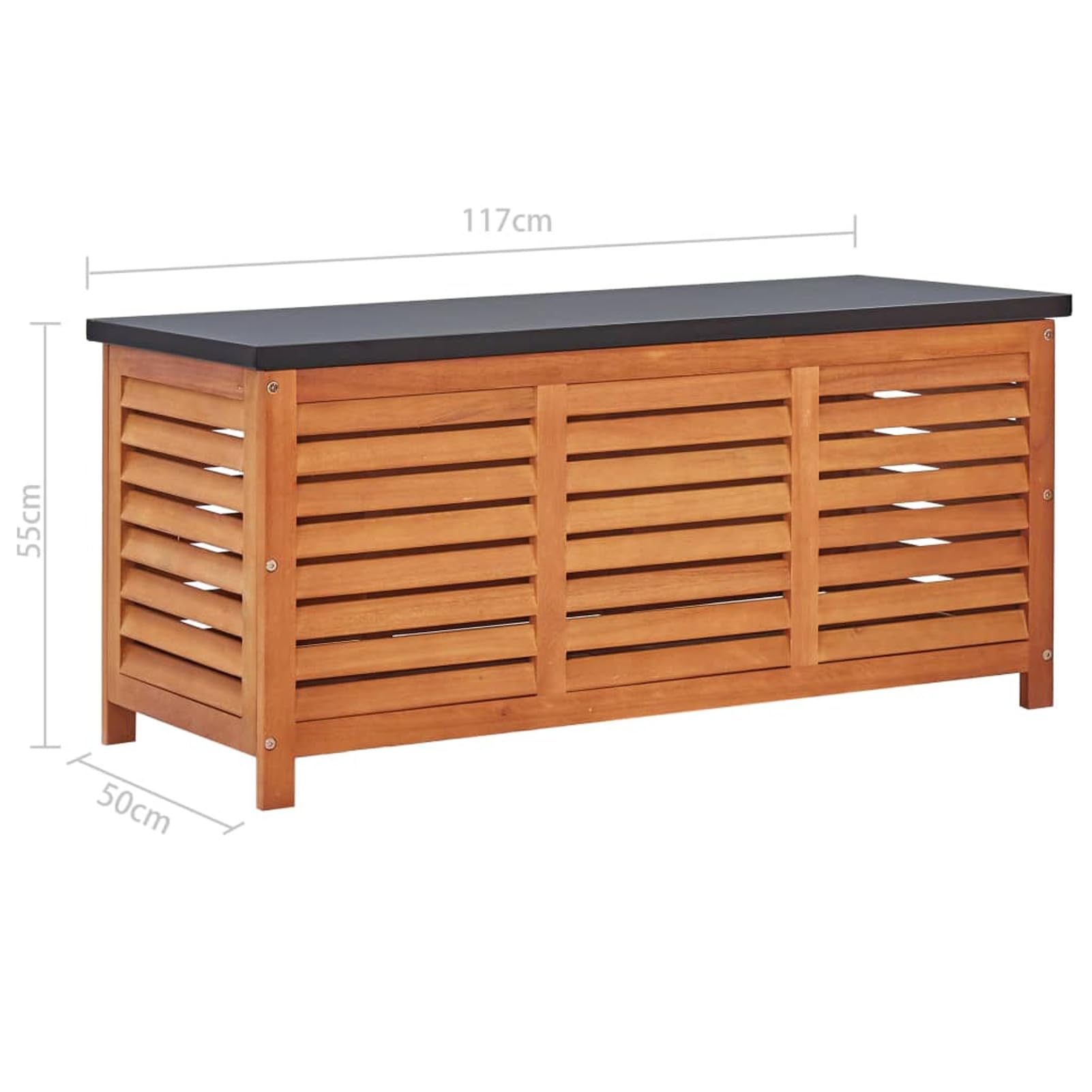 Tidyard Gartenbox Sitzbank Garden Gartentruhe Auflagenbox Aufbewahrungsbox Kissenbox Outdoor Aufbewahrungstruhe Gartenmöbel Garten Holztruhe Garten Box Outdoor Truhe 117x50x55 cm Eukalyptus Massivholz