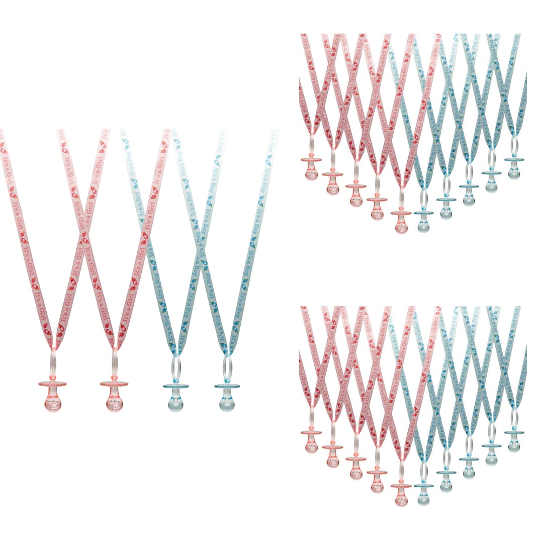 36 Pieces Boy/Girl Baby Shower Pacifiers Necklace Acrylic Baby Party Favors Charm Pacifiers Necklace Baby Shower Party Decorations Table Scatter