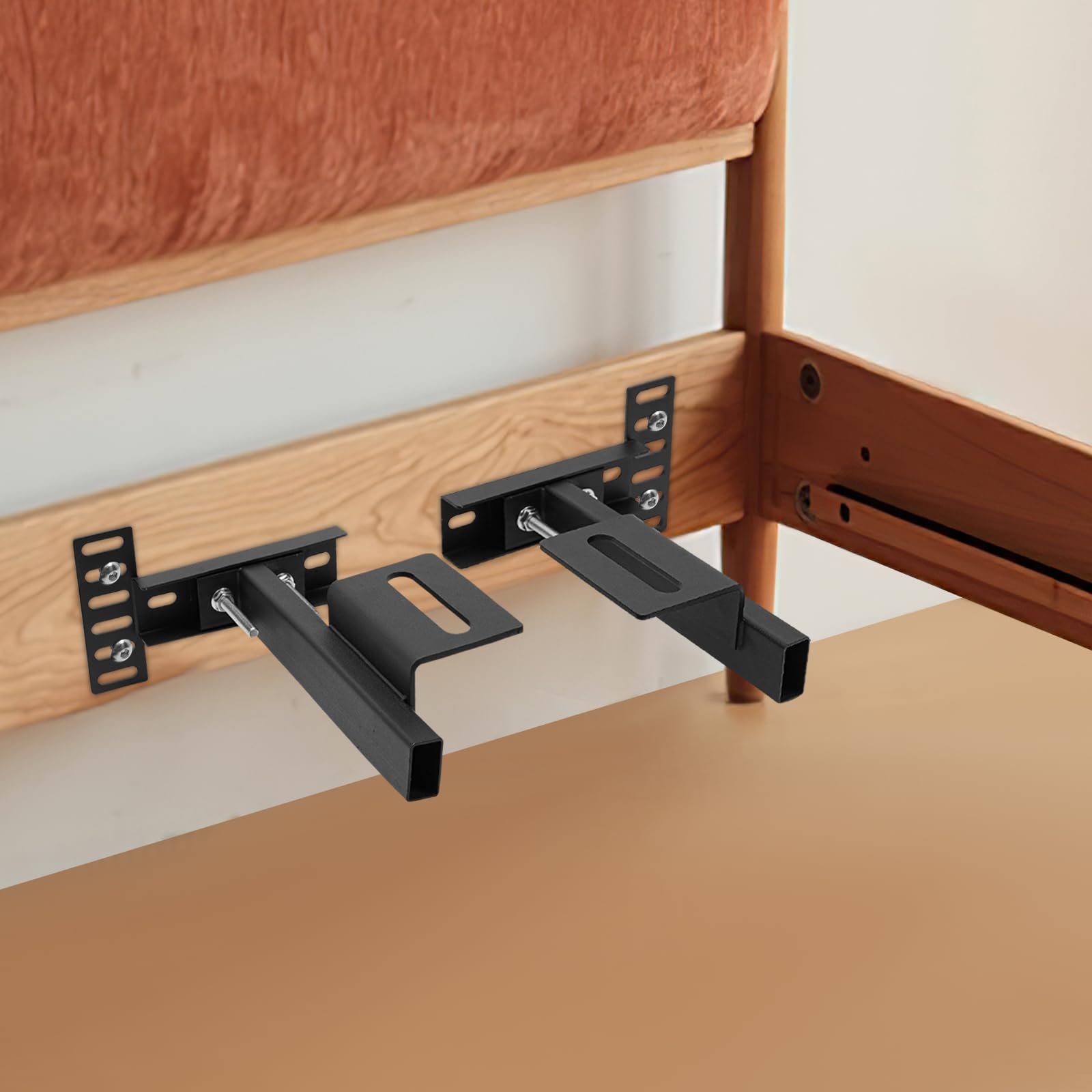 NAIXING 2 Pcs Adjustable Headboard Brackets, Bed Frame Brackets Connector, 3.98 * 3.82 in, with Pre-Drilled Holes, Suitable for Single, Double, Queen