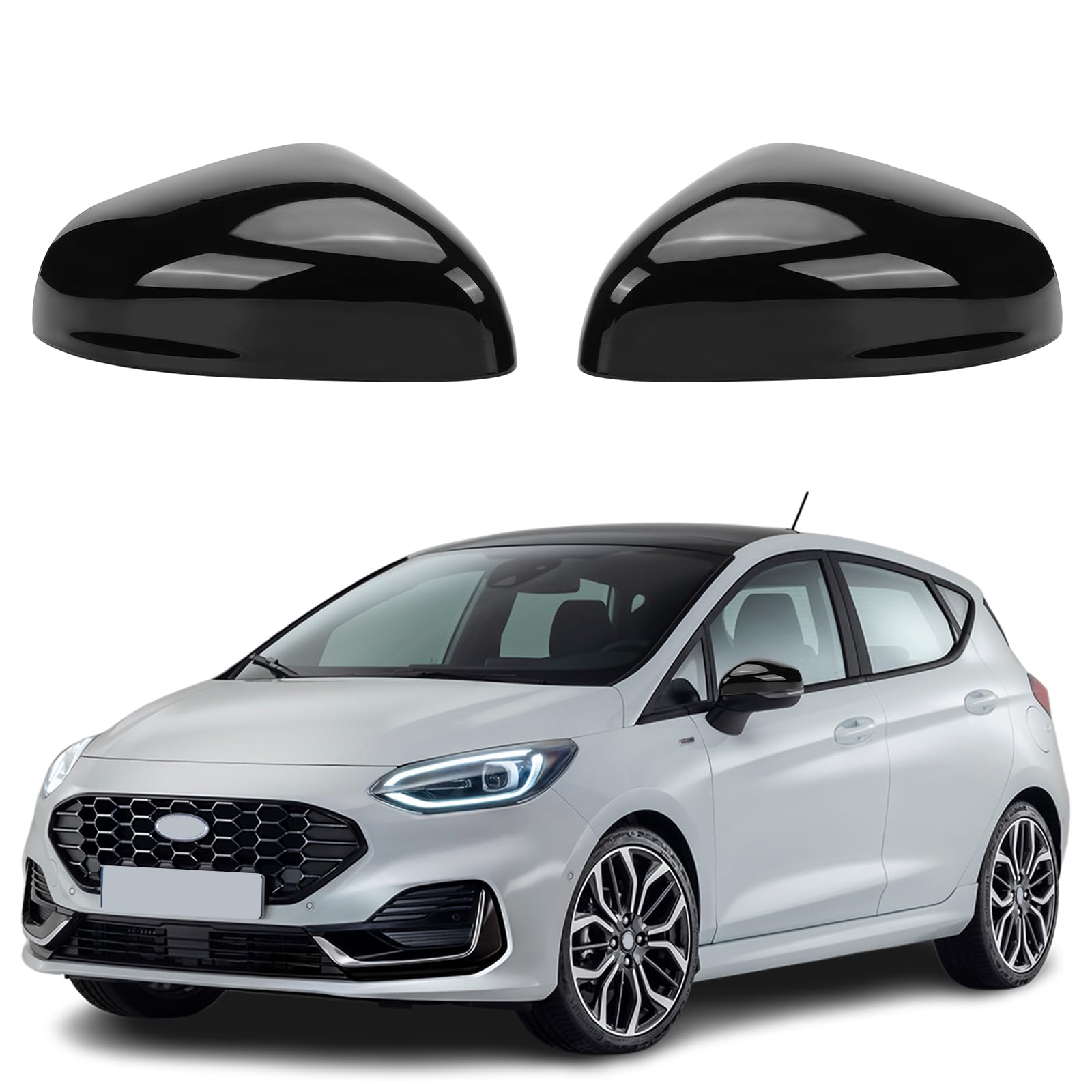 Coque Retroviseur Fiesta Coques Rétroviseurs Ford Fiesta MK7 - Noir Brillant - 2008/2017 Cache Rétroviseur Extérieur Ford Fiesta