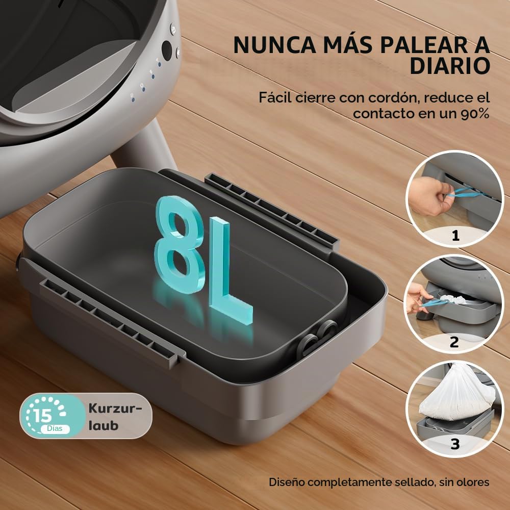 Cura X1 Arenero Gatos Autolimpiable, 80+8L Arenero Autolimpiable, Sensores de Seguridad, Eliminación de Olores, Control App, Gran Capacidad, Arenero Automático Gatos para Múltiples Mascotas
