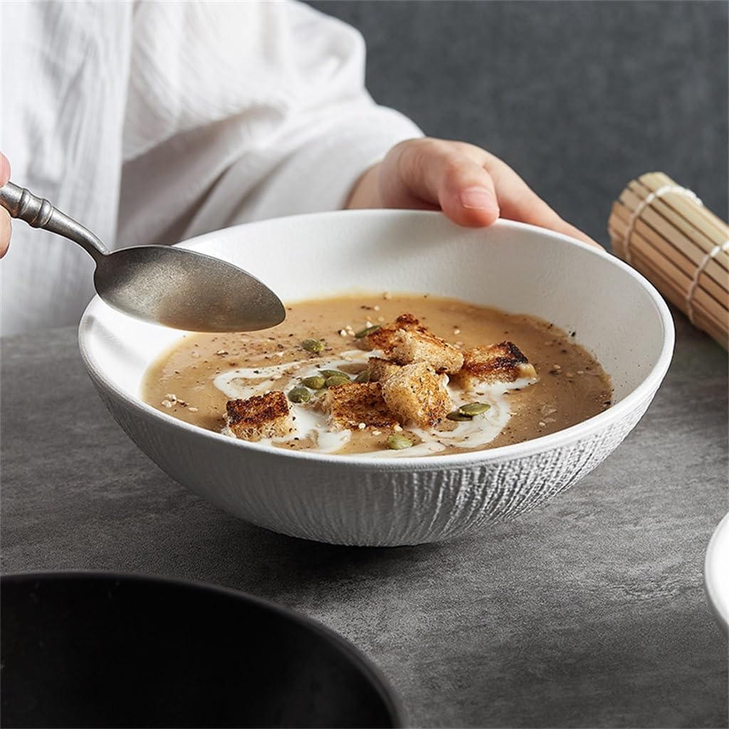 Soup Bowl Home Ceramic Solid Color Plate Noodle Doobie Salad