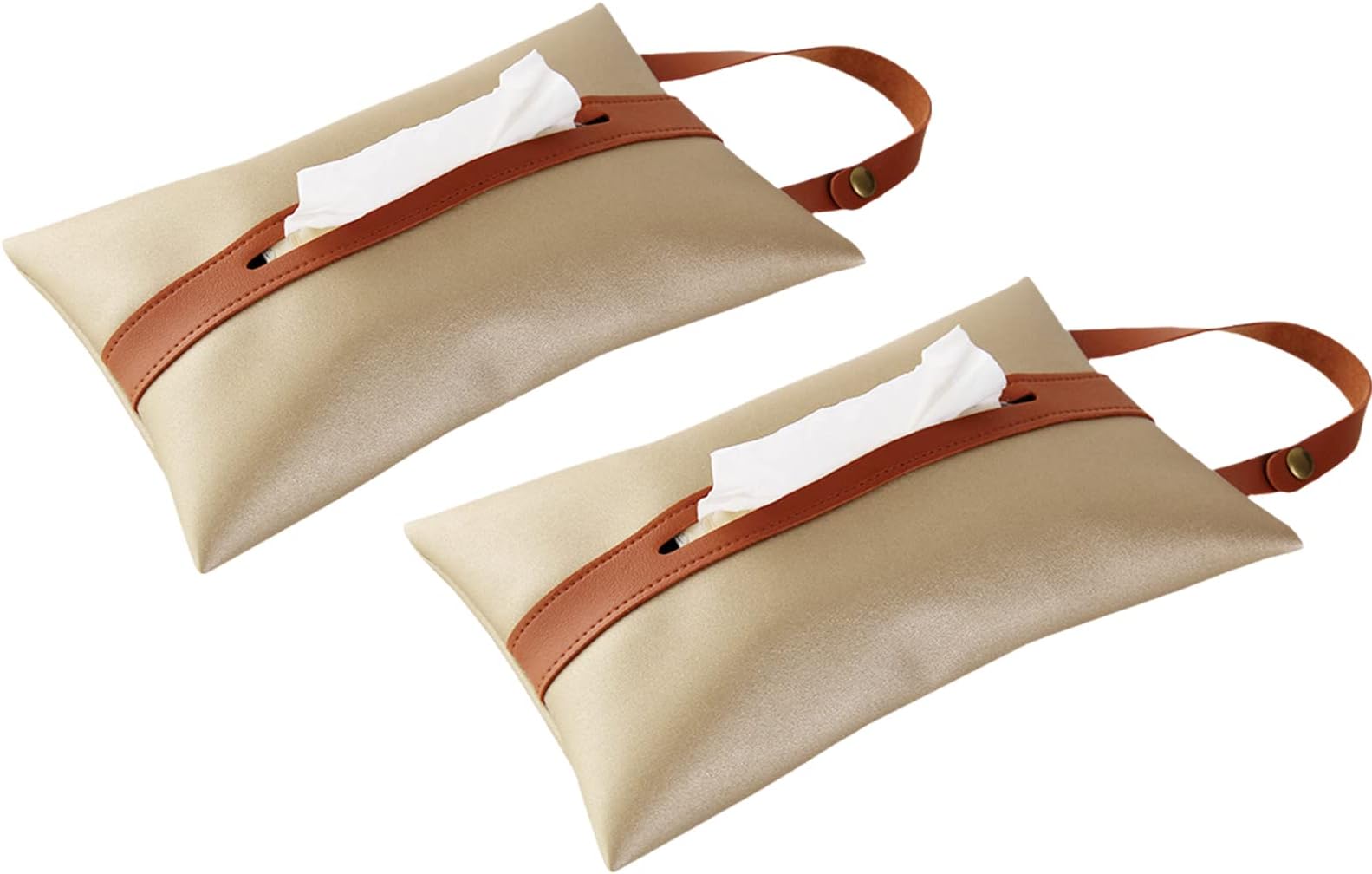 NP PU Leather Tissue Box Multi-use Car Tissue Holder Case Portable Hanging Creative Stylish Box Tissue Holder Napkin Box Paper Cover Storage for Car Office Home Bathroom Ornament Decors