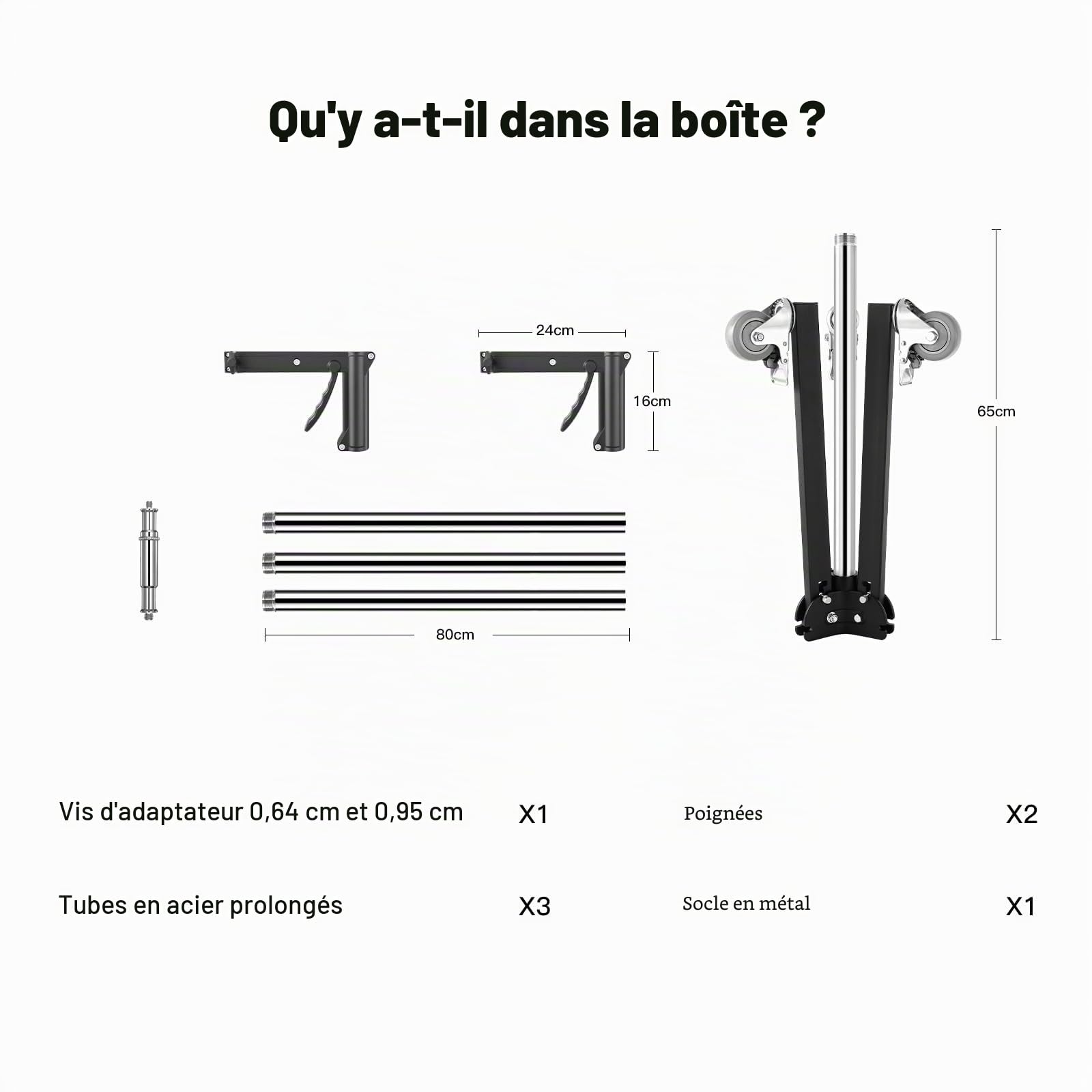 Soonpho Lot de 2 poignées coulissantes - Tête de poignée pivotante robuste - Pour trépied de studio robuste en métal - 224 cm, SB-CX1046