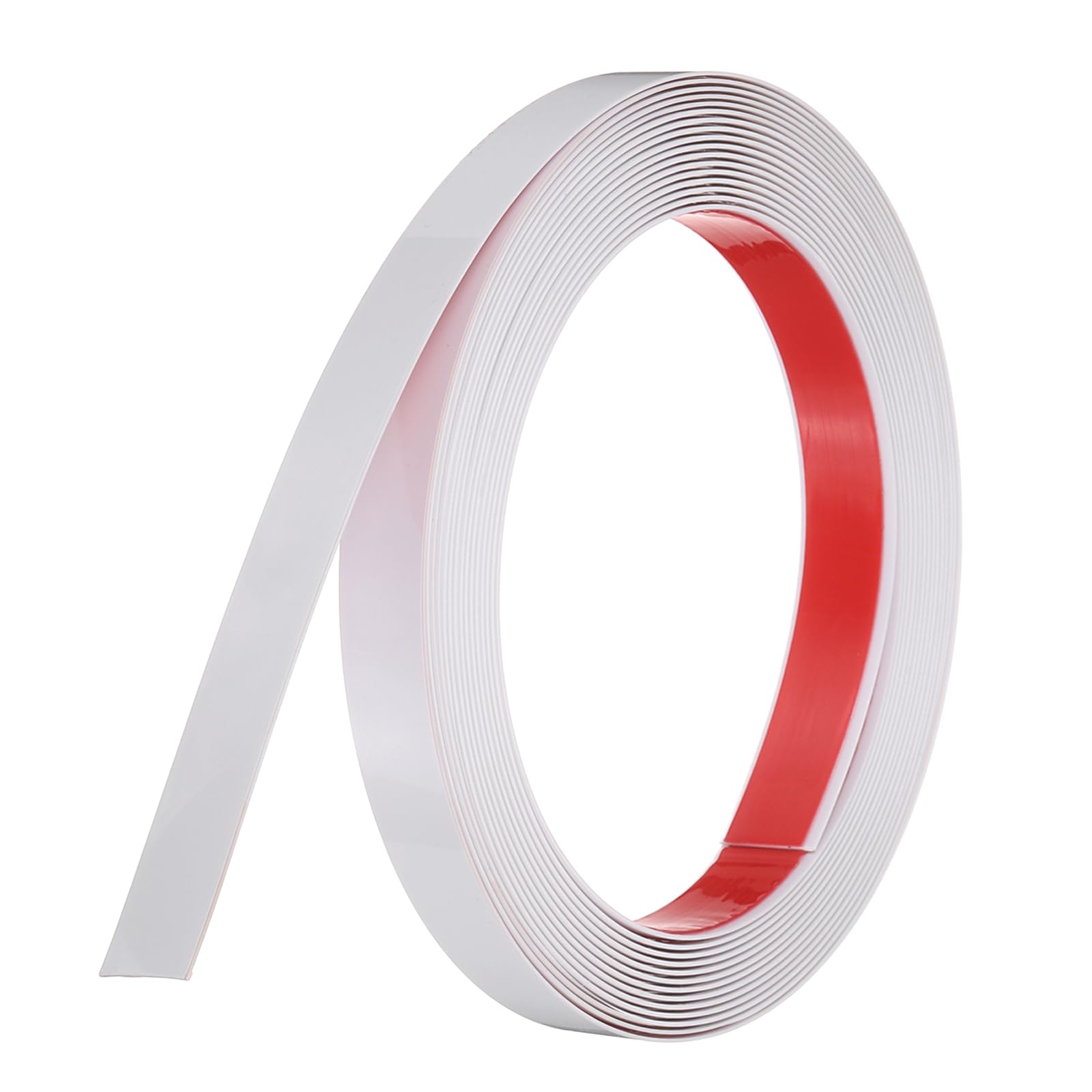 sourcing map White Peel and Stick Molding Trim, 0.8 Inch x 19.7 ft Self-Adhesive Mirror Tape, Flexible PVC Border Strip for Wall Decoration Tile Edge Ceiling Floor Frame Furniture Decoration