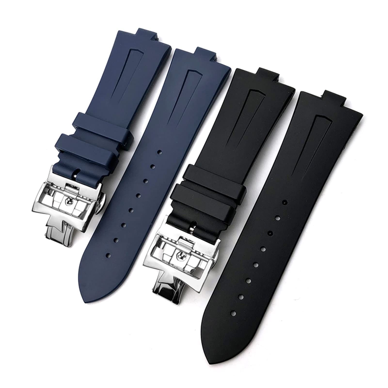 25 mm * 8mm Caucho Silicona Correa Reemplazo Reloj Negro Azul Azul Impermeable Correa Deportiva