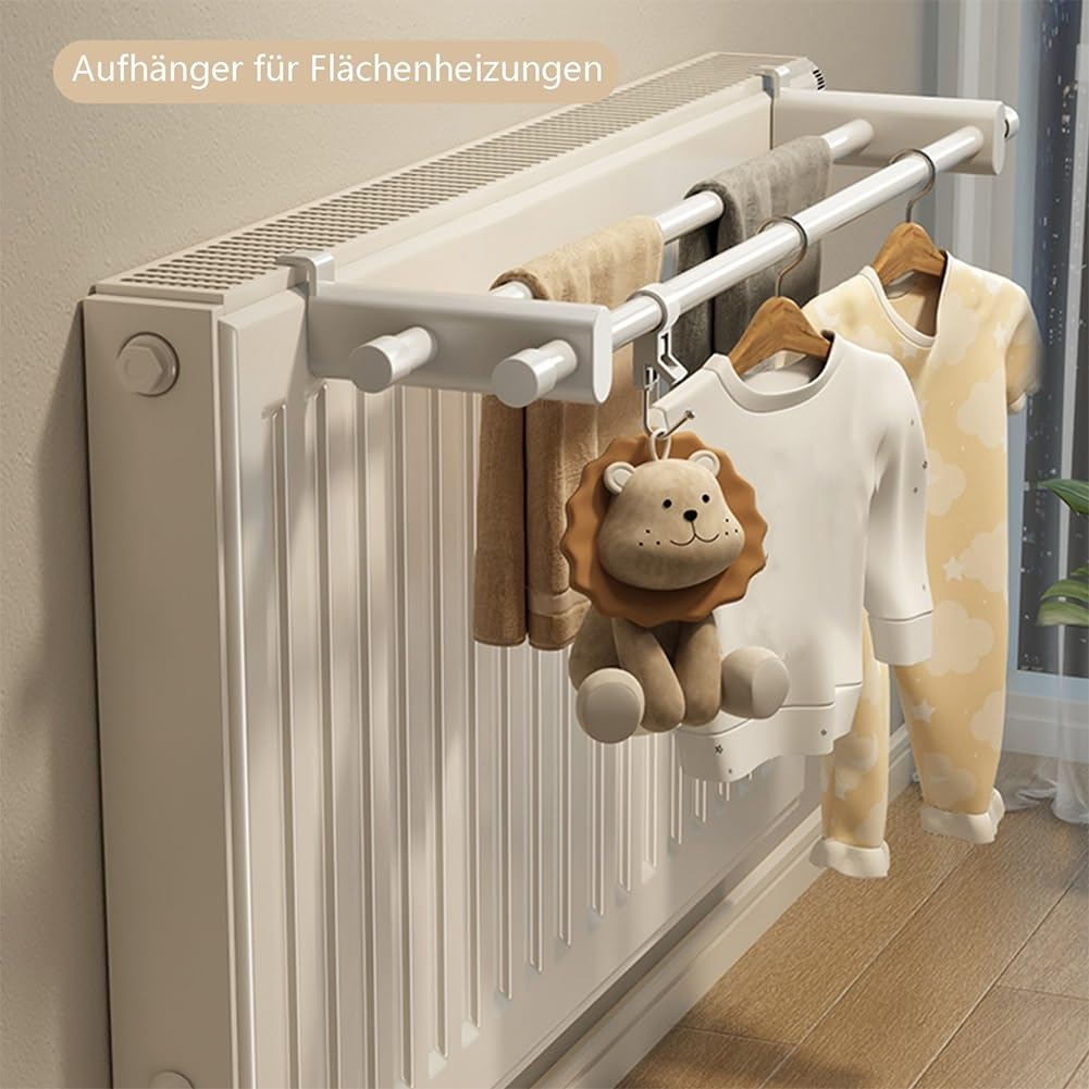 Handtuchhalter für Heizkörper 50cm längen zum Einhängen, Doppel Handtuchhalter für Kompaktheizkörper, Handtuchhalter für Heizung Ohne Bohren, Handtuchhalter Heizung Weiß Edelstahl (White, 70cm)