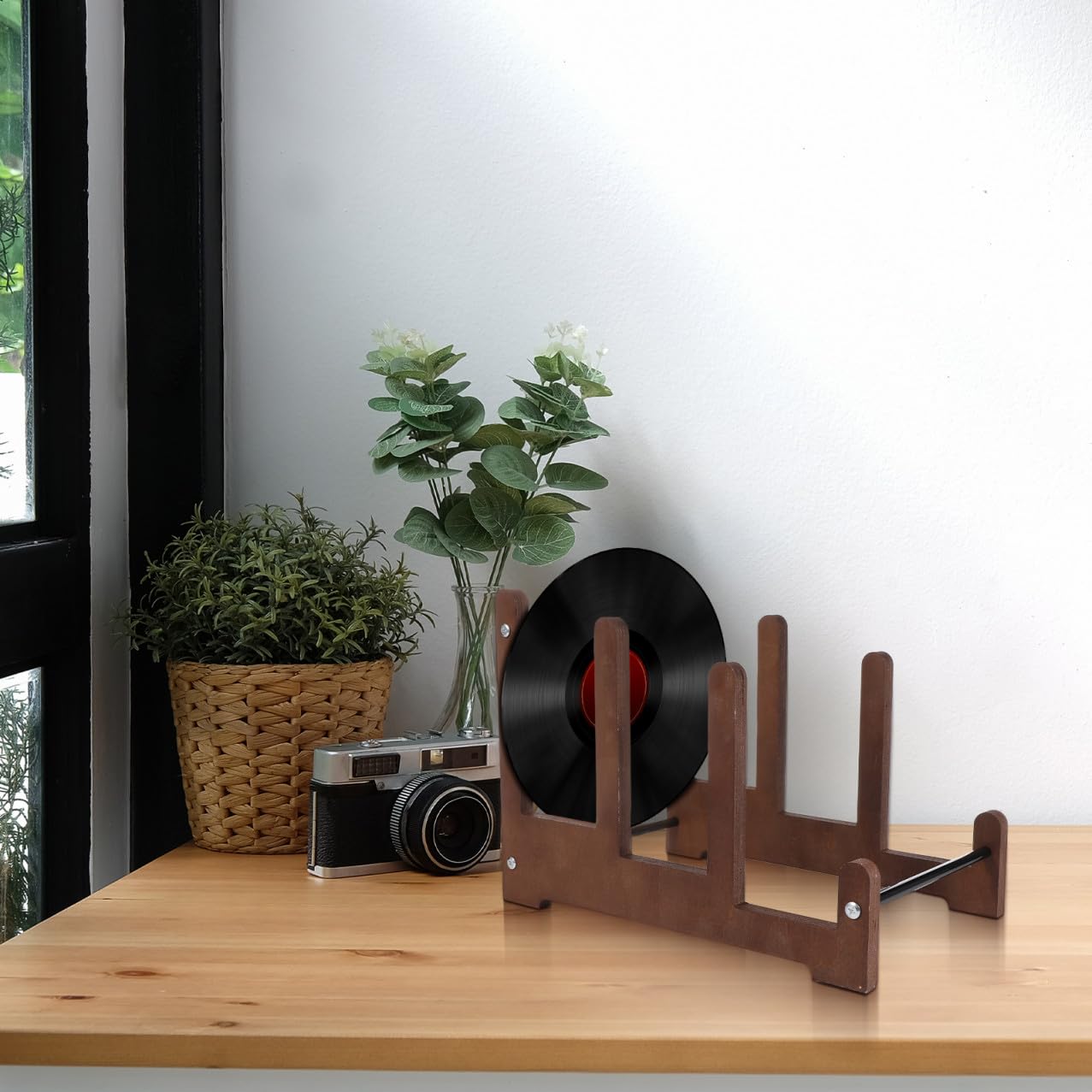 HOMSFOU 3livello Scaffale Porta Dischi Vinile Tre Supporto Espositivo per Dischi in Vinile Porta Album e Libri Soluzione Organizzativa per Ufficio e Casa