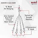 USI Universal Boxing Kit for Adults, Boxing Set with 626N 150cm/5 Feet Unfilled Punching Bag, 626SW4 Metal Hanging Chain with 4 Legs & 628A 2.75m Long 1 Pair Boxing Hand Wraps (Black/Orange) gallery image