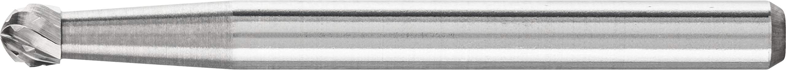 PFERD Ball Carbide Bur, Uncoated (Bright) Finish, Single Cut, Radius End, 1/8