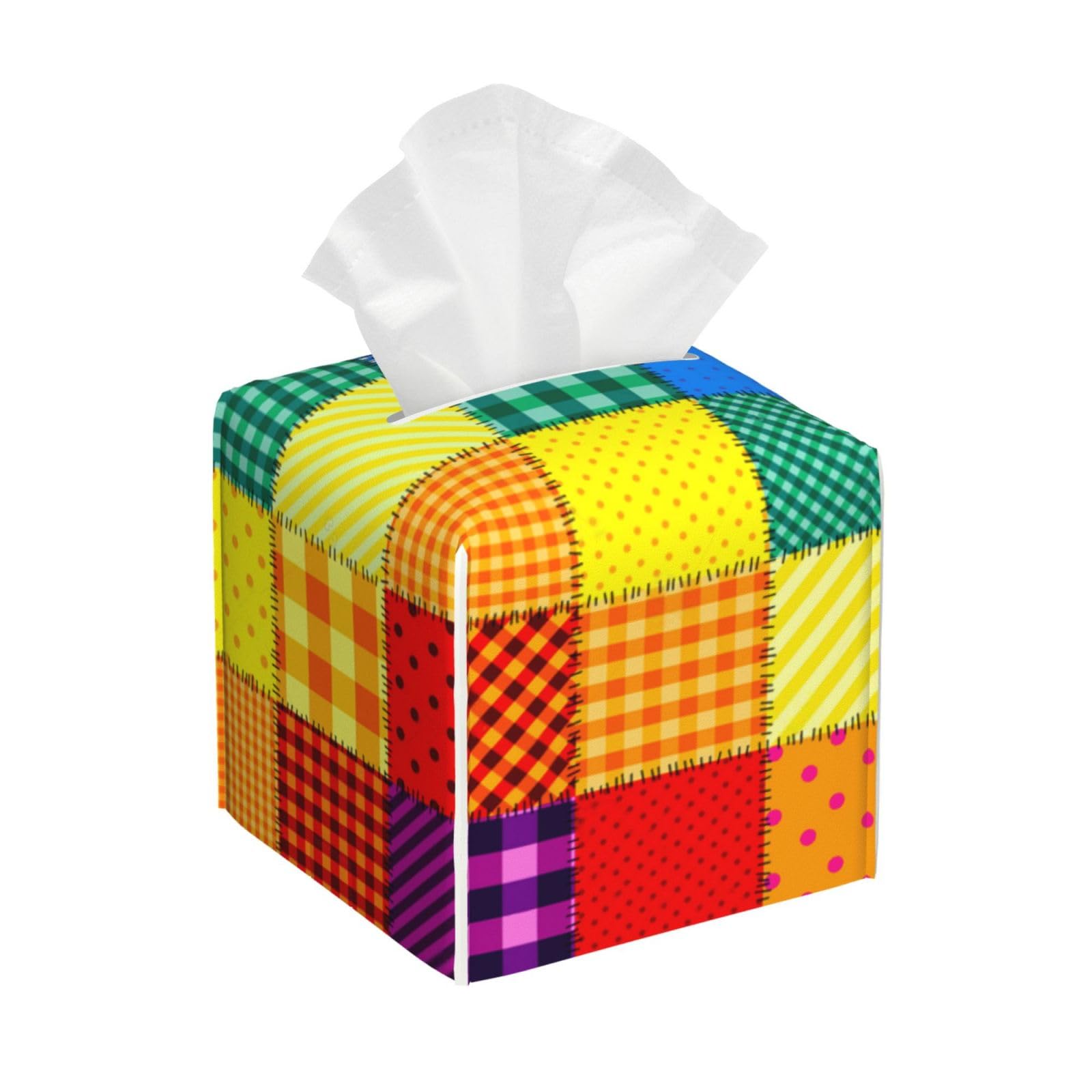 Yxdvpalne As Picture Patchwork Pattern Of Rainbow Colors, Tissue Box Holder Tissue Box Cover Tissue Holder Tissue Dispenser