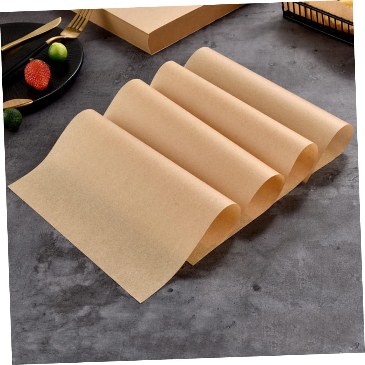 VICASKY Papier Sulfurisé Absorbant L'huile 20x20 Cm 40g Kraft Naturel, Résistant la Chaleur L'huile, pour Friture et Snacks, Usage Alimentaire Jetable, Pack de 500 Feuilles pour Fêtes