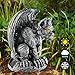 MIBUNG Large Winged Gargoyle Statue with Solar Lights Outdoor Decor, Sitting Gargoyle Monster Dragon Garden Guardian Gothic Creep Scary Sculpture, Patio Yard Lawn Decorations, Valentine's Day Gift