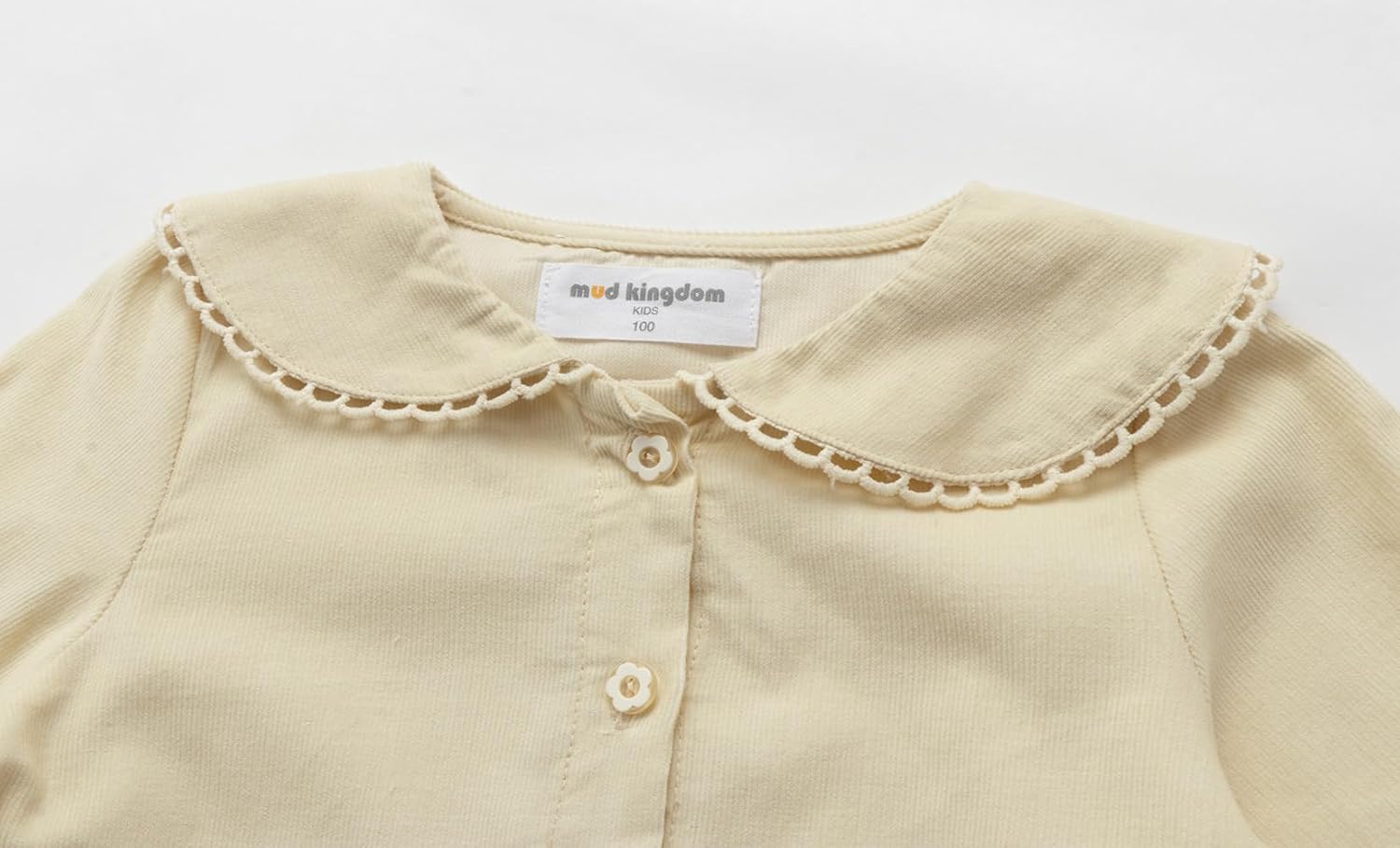 Mud Kingdom Little Girls Corduroy Shirt Button Down Long Sleeve Lace Collar - Image 3