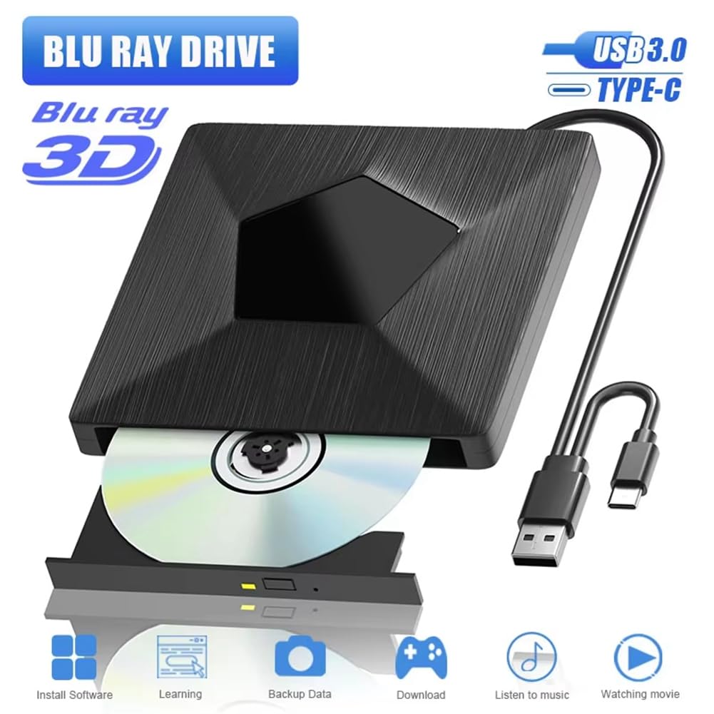 unità Esterna per Lettore di BD/CD/Dvd, Masterizzatore Bluray 3D Portatile Ottico per PC e Laptop.