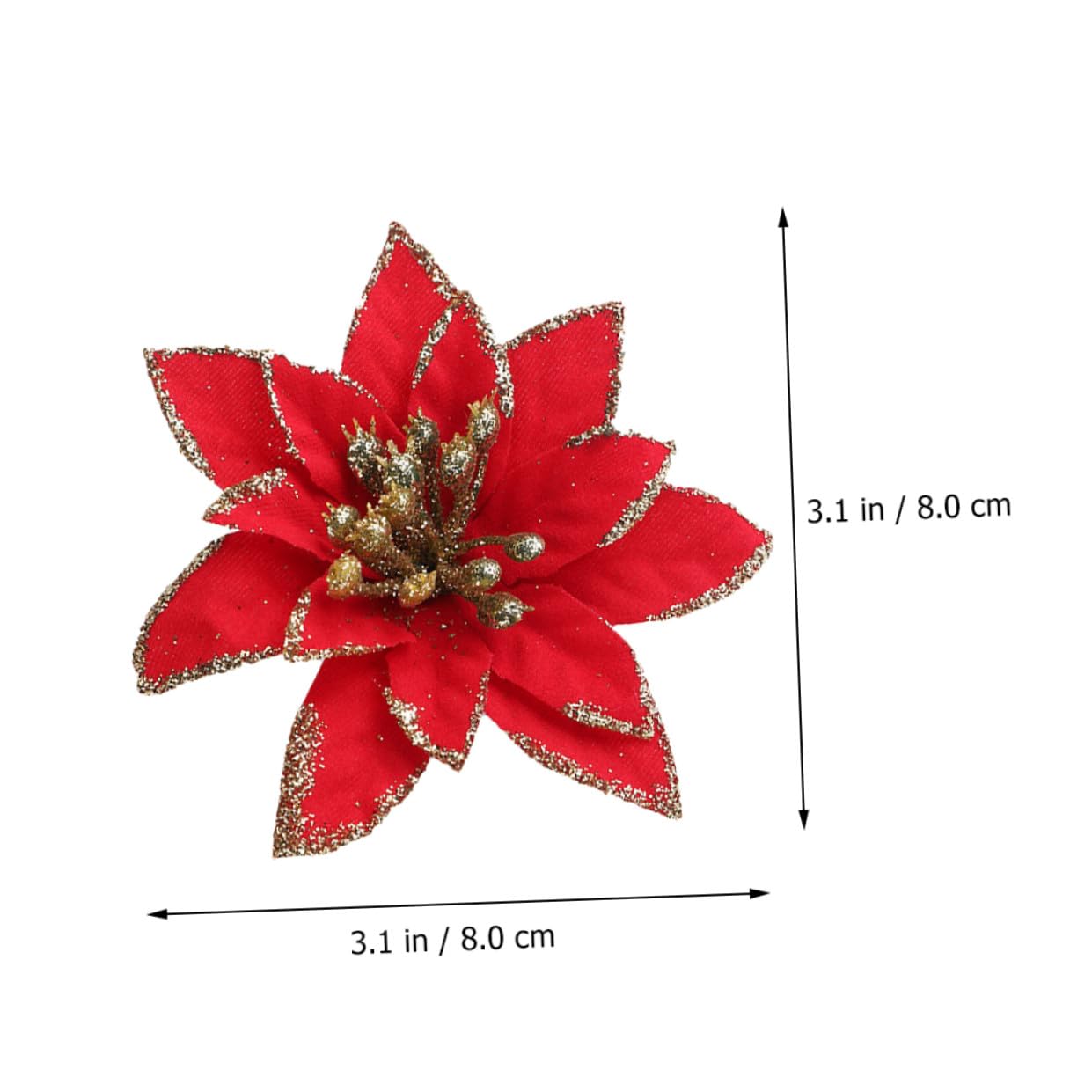 DECHOUS 72 Piezas Flores Artificiales Navideñas Flores De Nochebuena De Seda Flor De Nochebuena con Purpurina Navideña Flor De Pascua Falsa Suministros para La Fiesta Tela De Seda Flash