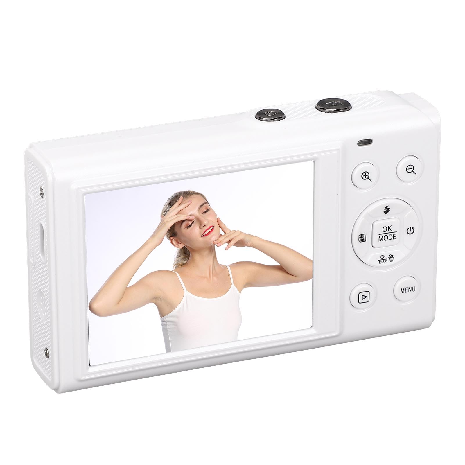 Generic Aparat Cyfrowy WiFi, 18 -krotny Zoom 5K 80MP Flash Cyfrowa Kamera Cyfrowa do Transmisji na żywo (WHITE)