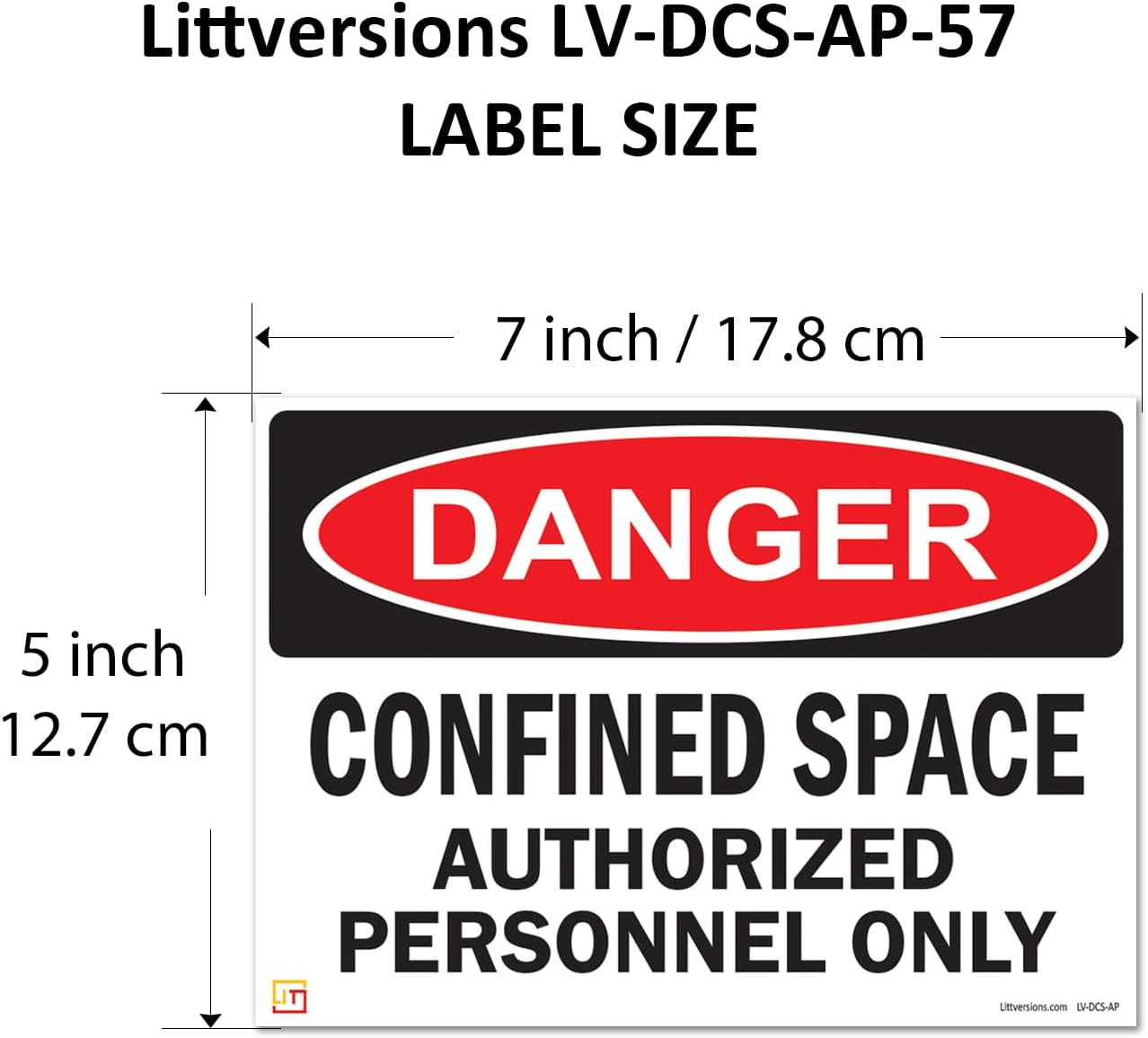 5 Pack 5"x7" Danger Confined Space Authorized Personnel Only OSHA Warning Safety Label Sign Decal 6 mil Laminated Engineer Grade UV Protected ANSI NFPA 83828