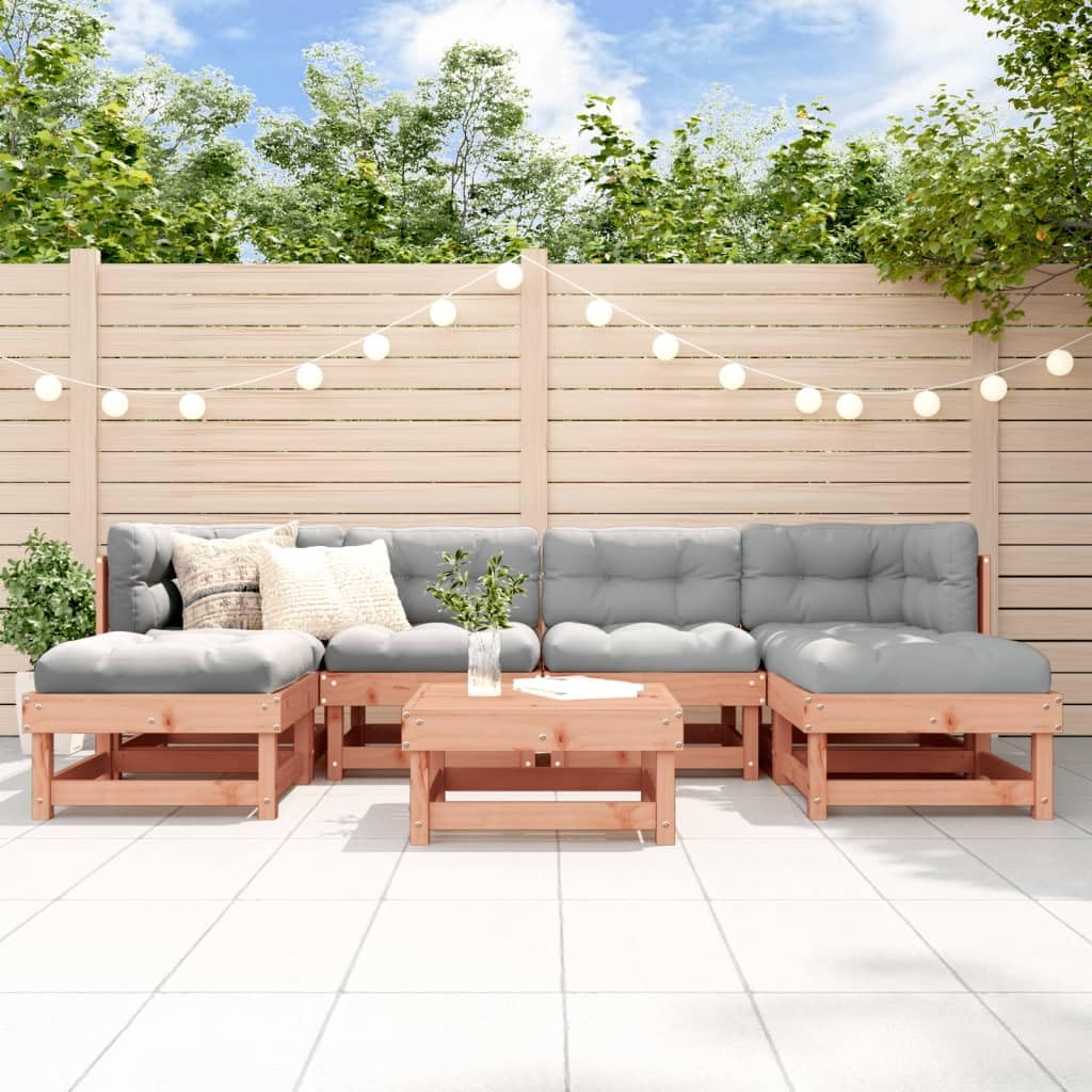 Salon de Jardin 7 pcs en Bois Massif Douglas, mobilier modulable pour terrasse et Patio, canapé d Angle, Assise Confortable, Meuble d extérieur pour détente et Repas