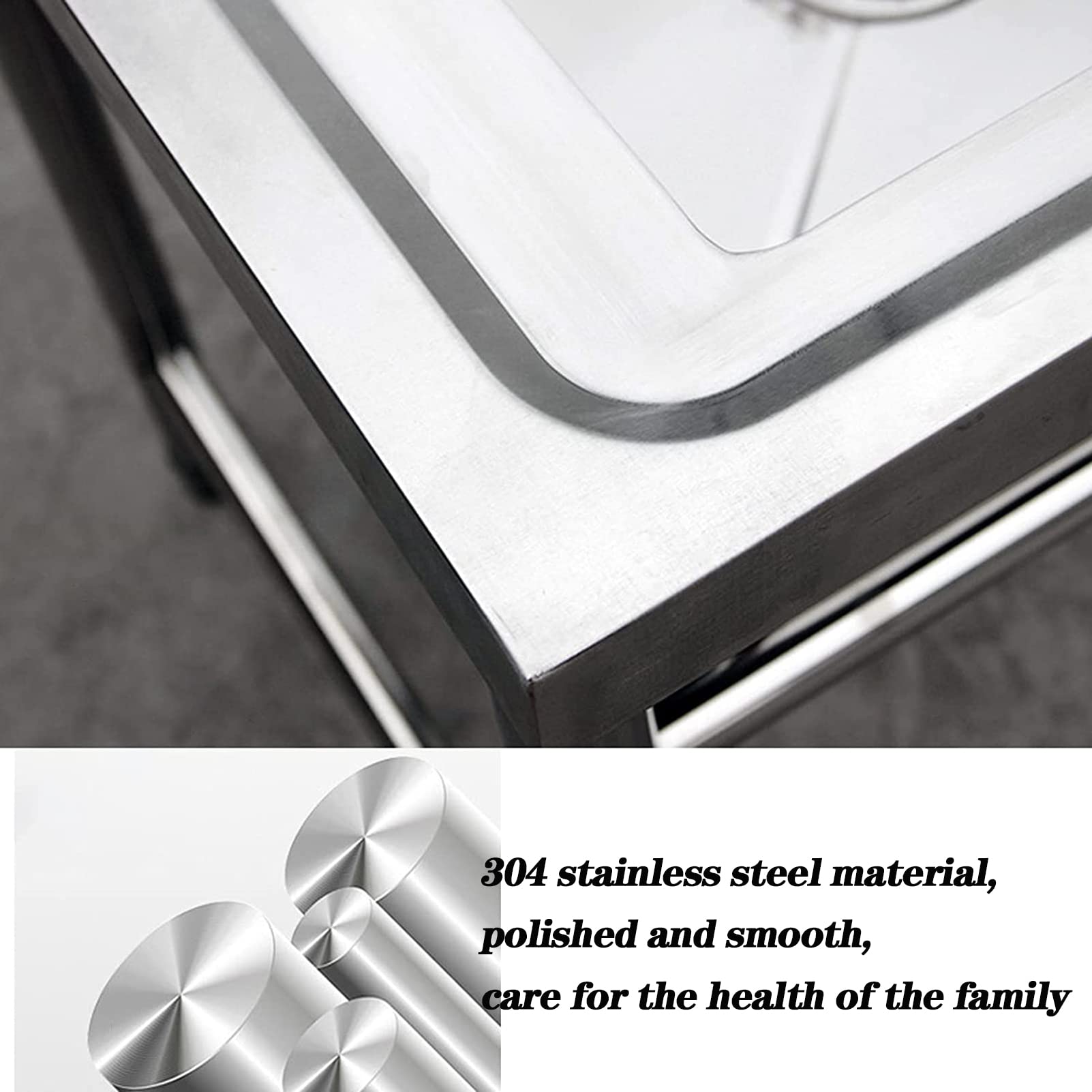 Fregadero de preparación y Uso General de Acero Inoxidable 304 - Cubeta de Cocina Comercial de 1 Compartimento con Grifo y desagüe, para Restaurante, Cocina, lavandería, Garaje.