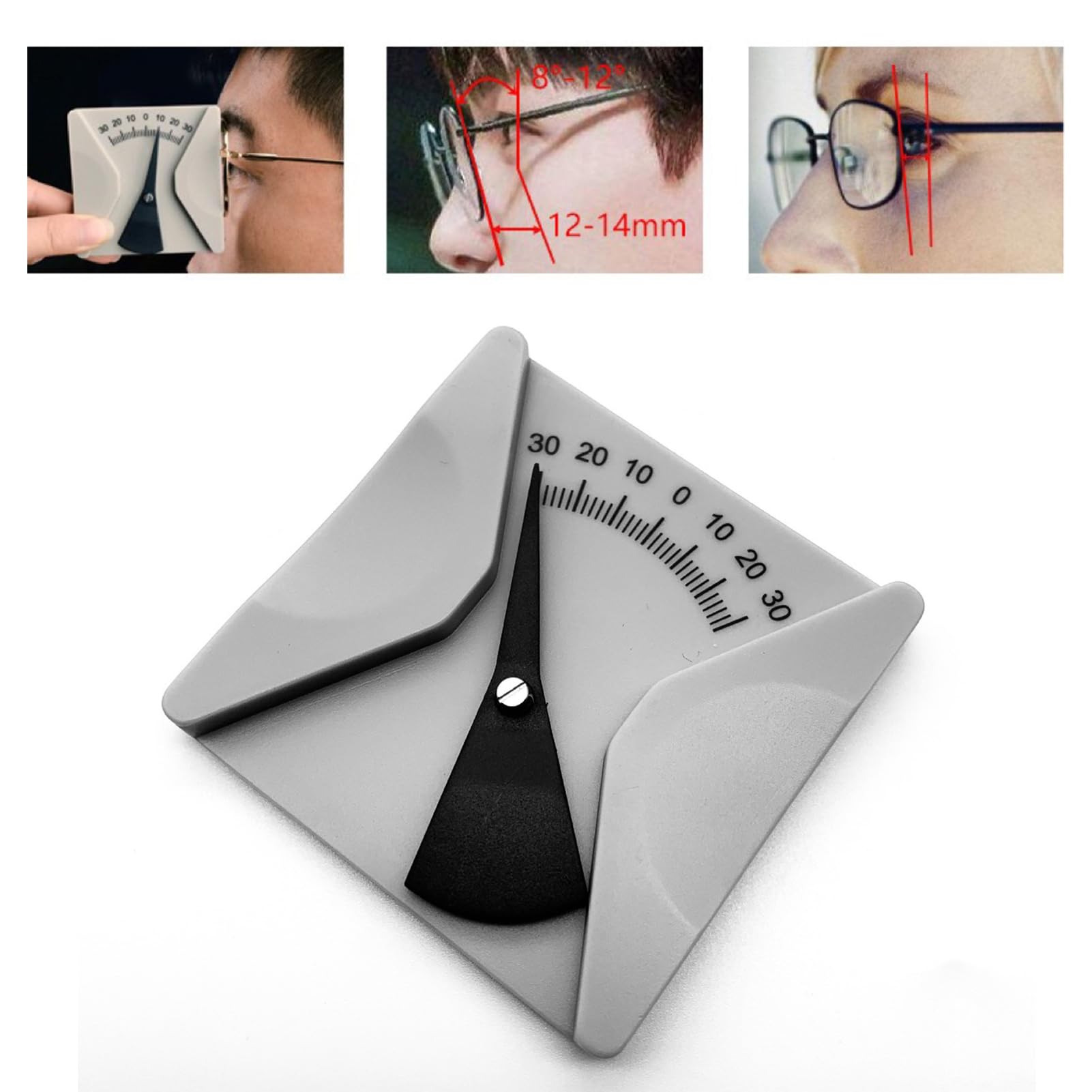 Règle Optique de Lunettes - Mesureur d'angle de Lunettes inclinomètre Finement Poli | Instrument de Mesure Optique pour opticiens, Maison, école, hôpital ophtalmologique, Atelier de