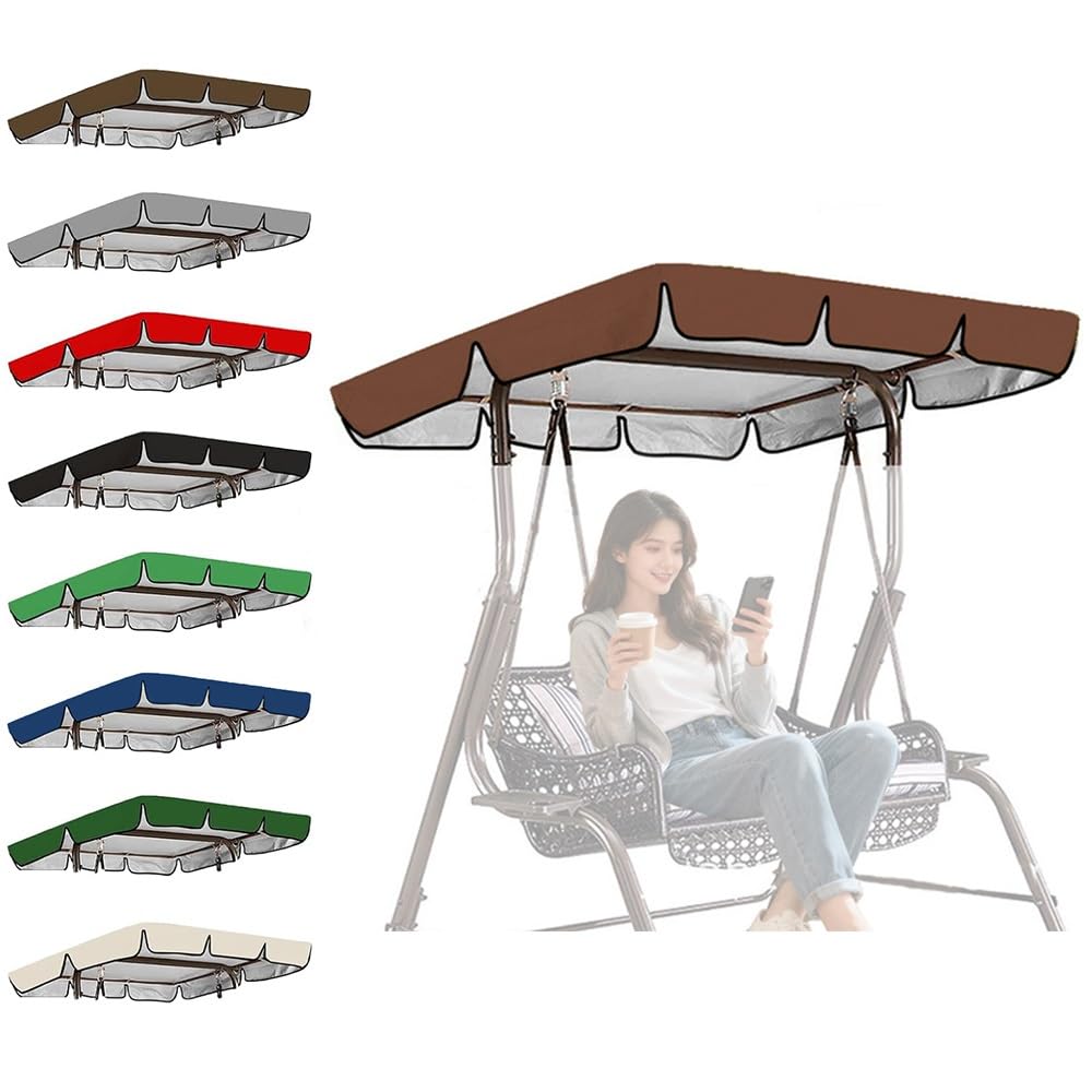 Qcknkmgg Brown Replacement Canopy For Outdoor Swing, Porch Swing Canopy Replacement Multicolor Multiple Sizes(,56X47x7in(142X120x18cm))