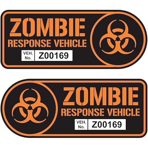 Zombie Response Vehicle Sticker Set Vinyl Decal Car Truck SUV Decal Badge Halloween
