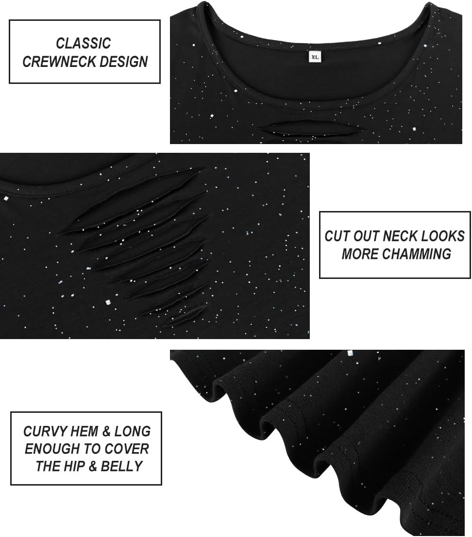 CARCOS Plus Size Tops for Women Short Sleeve Shirts Basic Tee Solid Color Blouse V Neck Tunic Loose Fit Tshirts Summer XL-5XL - Image 5