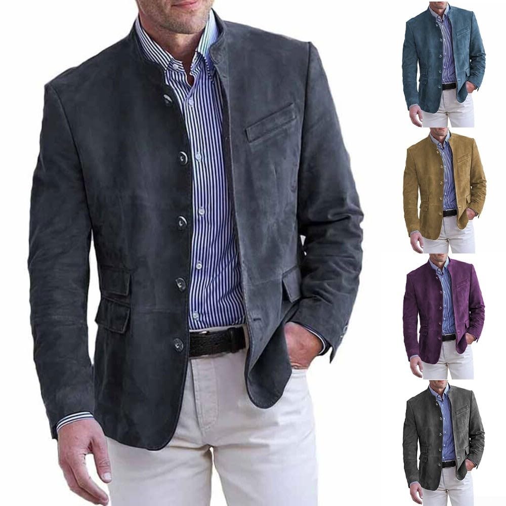 SPORTARC Blazer décontracté en daim pour homme, manteau de costume intelligent et décontracté pour l'automne et le printemps, veste sur mesure pour le travail et le bureau