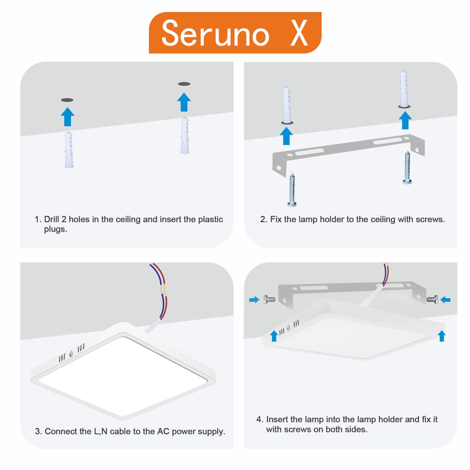 Plafoniera Soffitto 18W 1800LM 4500K IP44 Lampada LED Soffitto impermeabile Quadrata Sottile Plafoniera LED Soffitto Bianco Neutro Ø22CM per Soggiorno Cucina Bagno Cameretta Seminterrato