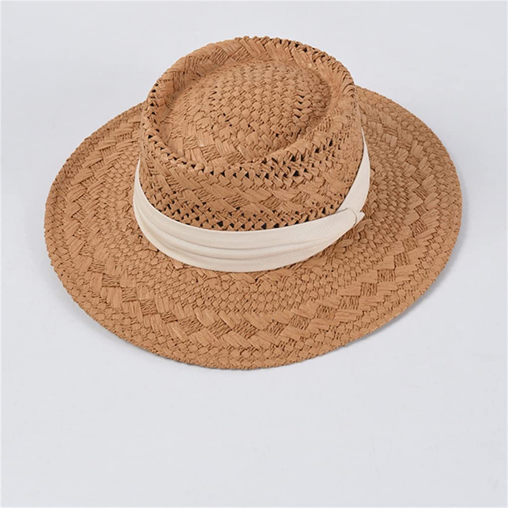 Sombrero de Panamá Tejido a Mano de Verano para Mujer, Sombrero de Copa cóncavo para Hombre, Sombrero con Visera para Vacaciones en la Playa, Sombrero de Playa