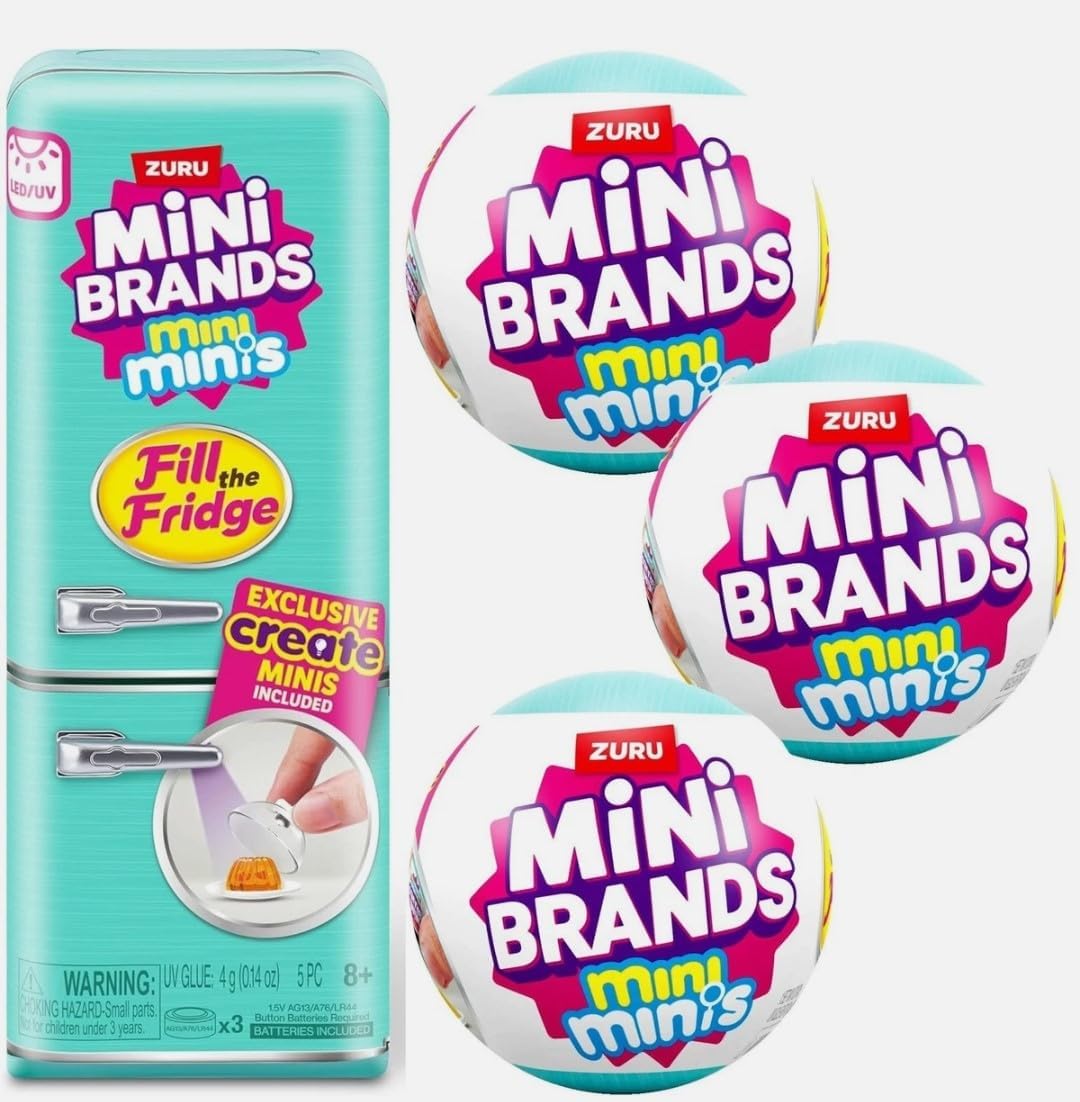 Mini Minis Refrigerator + 3 Capsules, Fill The Fridge Set, Mini Brands