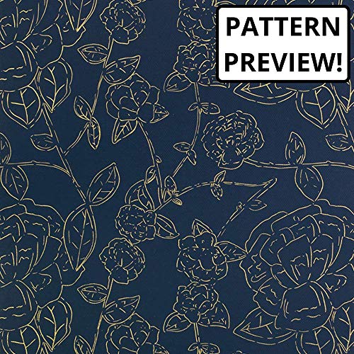Steel Mill & Co Cute Clipboard Folio with Refillable Lined Notepad and Interior Storage Pocket for Women, Stylish Metallic Gold Floral on Navy Design Clipfolio, Navy Floral