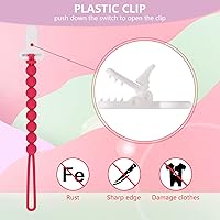 Vista 2 de 4-Pack Silicone Pacifier Clips with One-Piece Beads for Baby Boys and Girls - Flexible and Rust-Free Holders for Teething Relief and Baby Pink