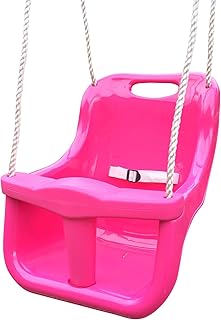 Children Deluxe High Back baby swing seat perfect for Garden swings and Climbing Frames (Pink with Pink T-Bar)