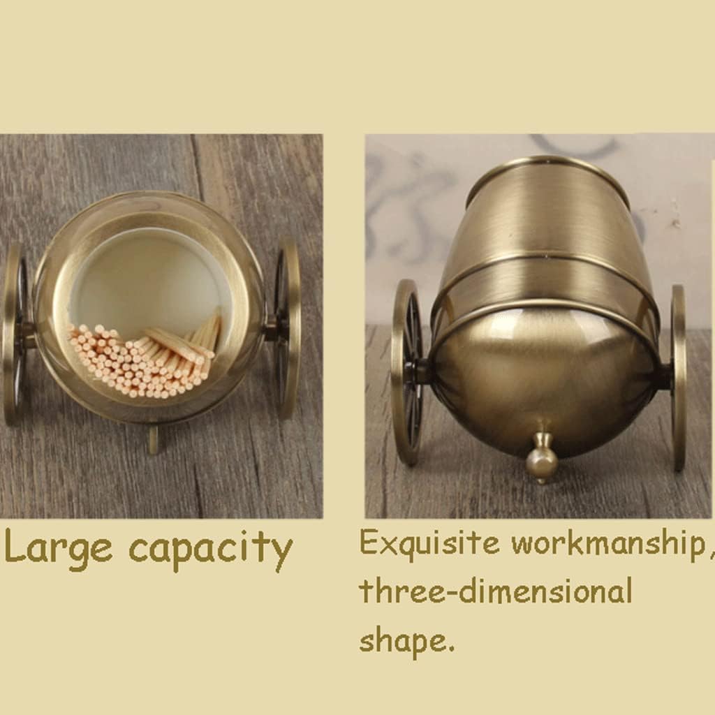 Ceramic Toothpicks Container ，Plastic Toothpick Case，Fashion Alloy Toothpick Holder Creative Toothpick Dispenser Thickening Toothpicks Container Portable Toothpick Holder Dispenser Chic(Bronze)