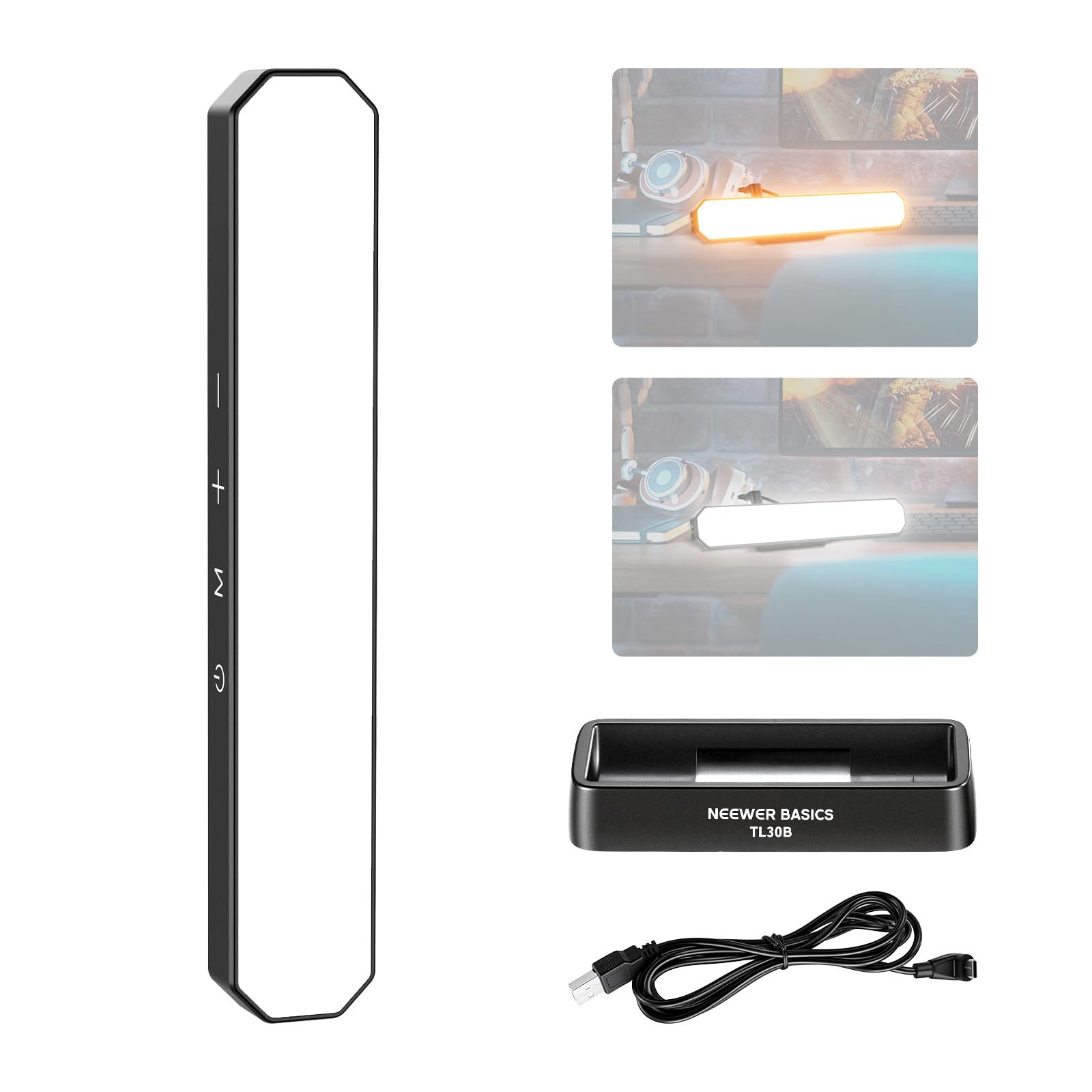 NEEWER Basics LED Kinn Fotolicht CRI95, 6W, zweifarbig, tragbares Tisch Selfie Licht, USB betrieben, für TikTok Streaming, Laptop Videokonferenzen, Stativaufnahmen, Reisen, Makeup, TL30B