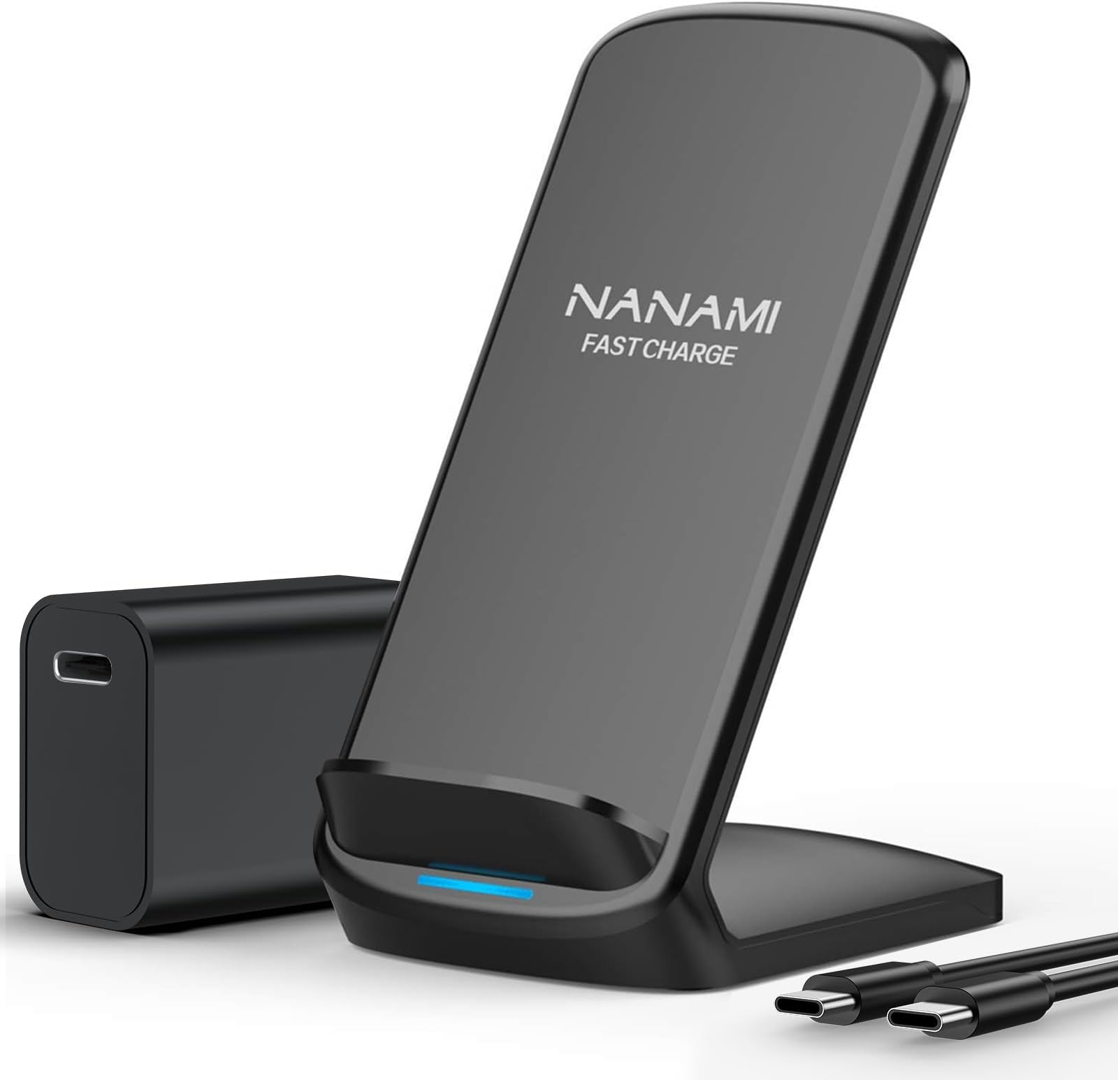 NANAMI Fast Wireless Charger, 10W Max Wireless Charging Stand with PD20W Adapter Charger Compatible for iPhone 17/17 Air/17 Pro/17 Pro Max/16/15/14/13/12,Samsung Galaxy S26/S25/S24/S23/S22/S21/Note 20