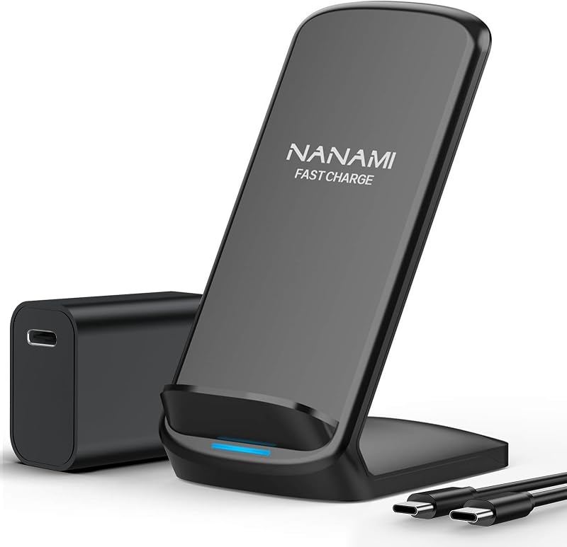 Fast Charger, 15W Max Wireless Charging Stand with PD20W Adapter | Compatible with iPhone 17/17 Air/17 Pro/17 Pro Max/16/15/14/13/12/SE Series, Samsung Galaxy S26/S25/S24/S23/S22/S21/Note 20