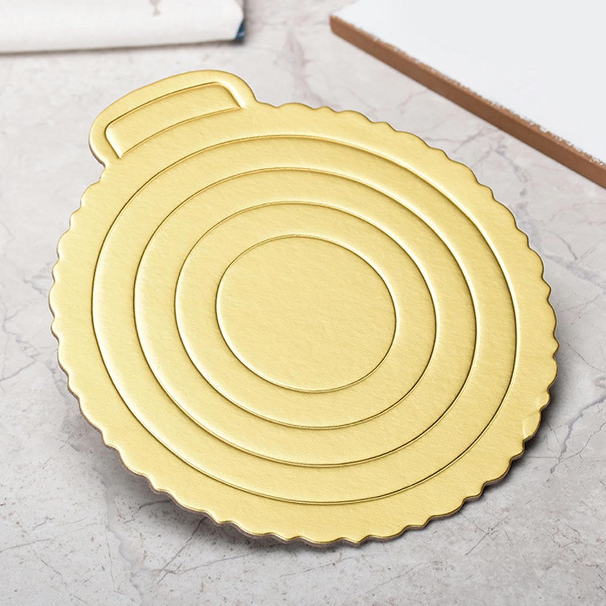 Plateau rond en carton doré 16-35 cm Plateau tournant pour gâteau mousse Cheesecake Platever pâtisseries Plateau - Argenté - 35 cm - 5 pièces